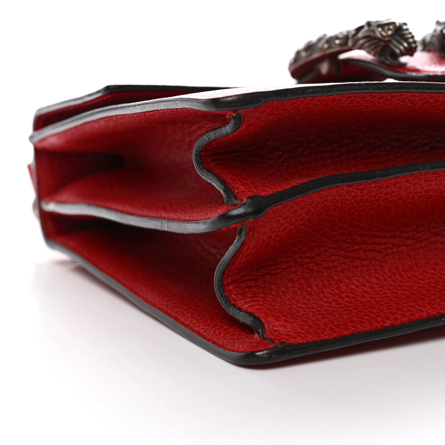 Dollar Calfskin Crystal Web Medium Dionysus Bamboo Top Handle Bag Hibiscus Red Black Diamond - Image 9