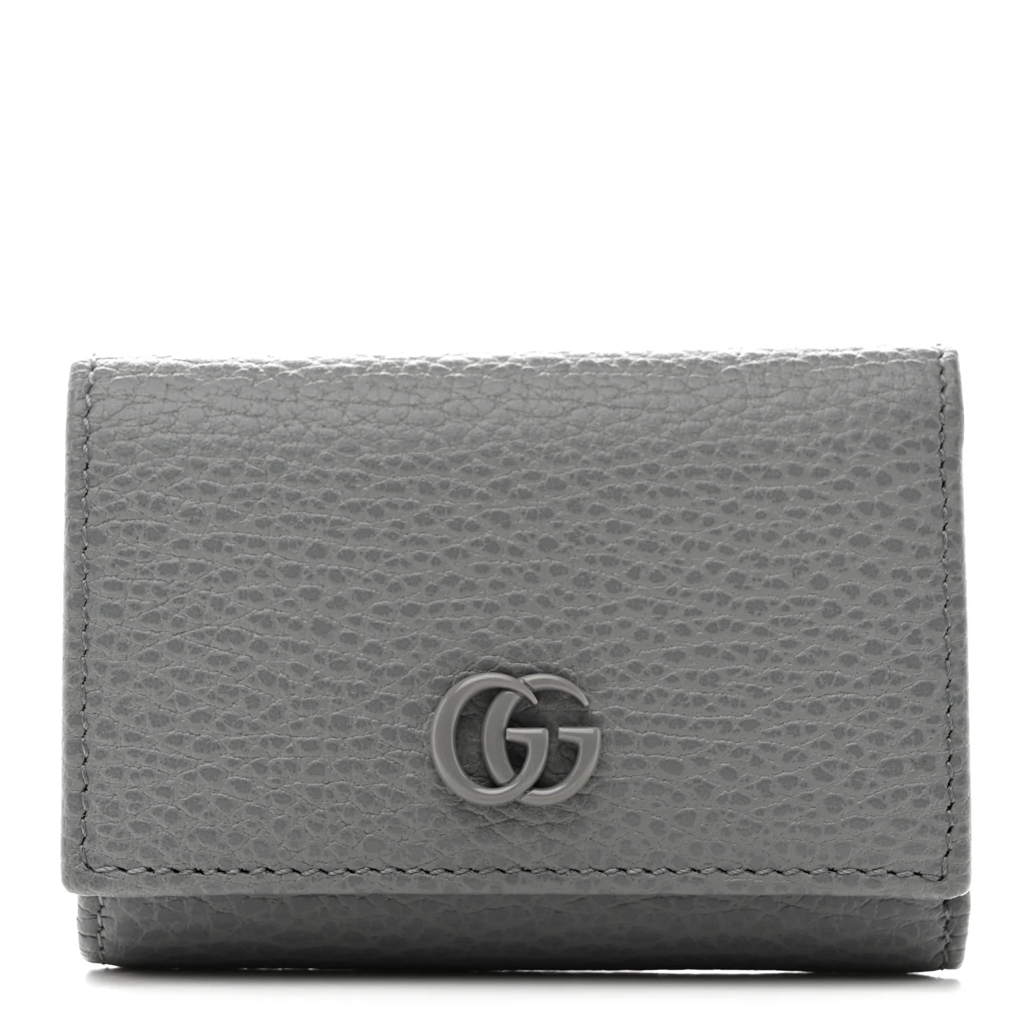 Dollar Calfskin Enamel Monochrome Medium GG Marmont Wallet Deep Grey