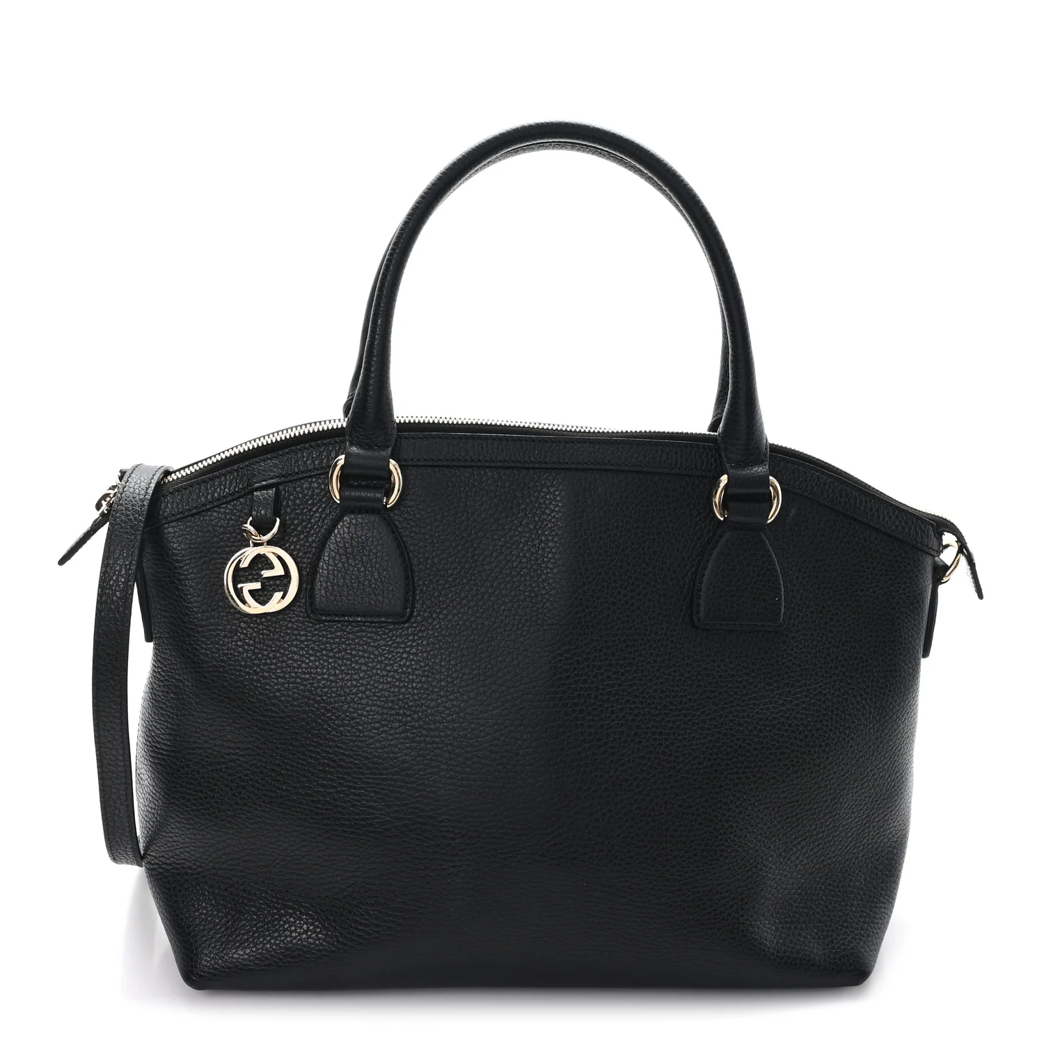Dollar Calfskin GG Charm Dome Satchel Black