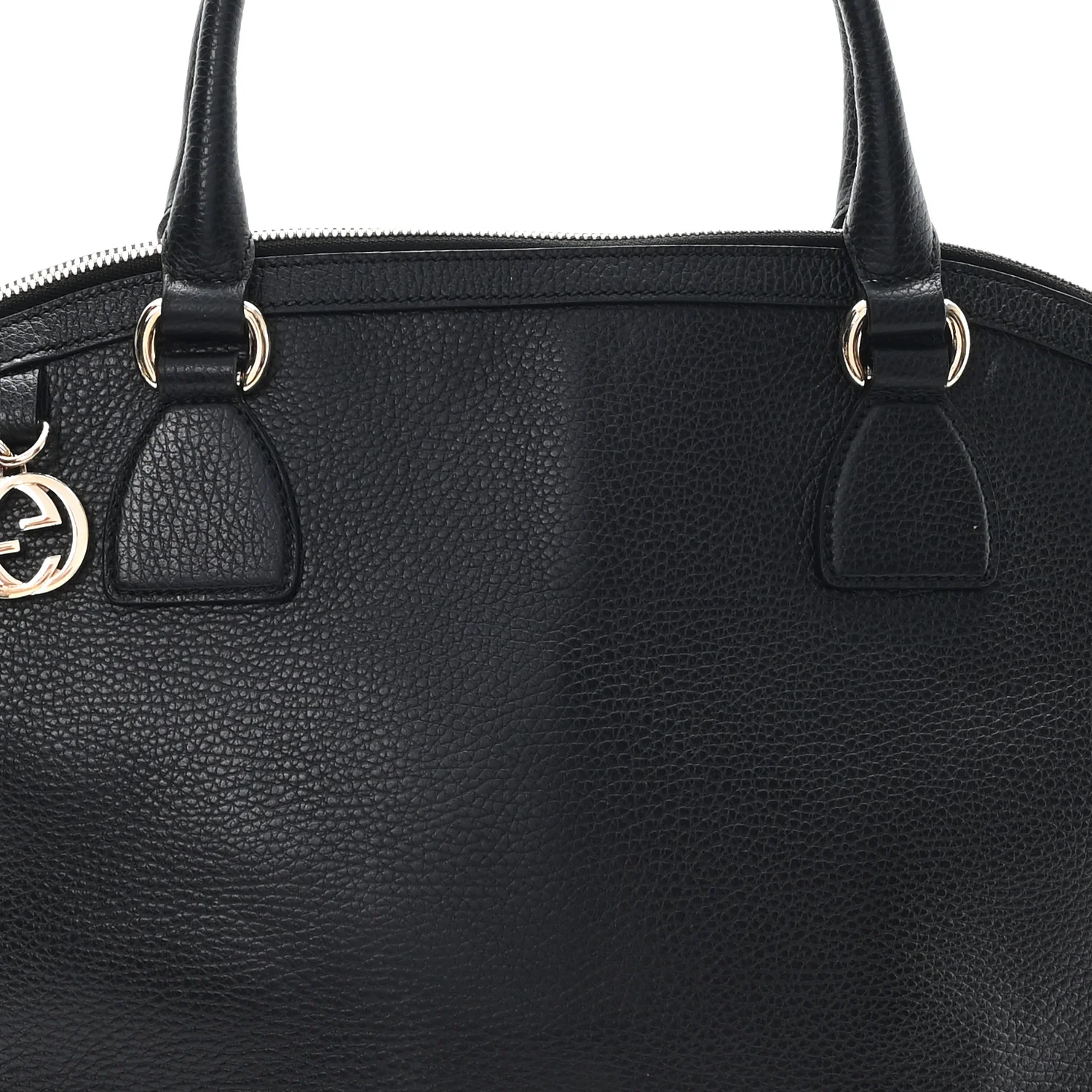 Dollar Calfskin GG Charm Dome Satchel Black - Image 8