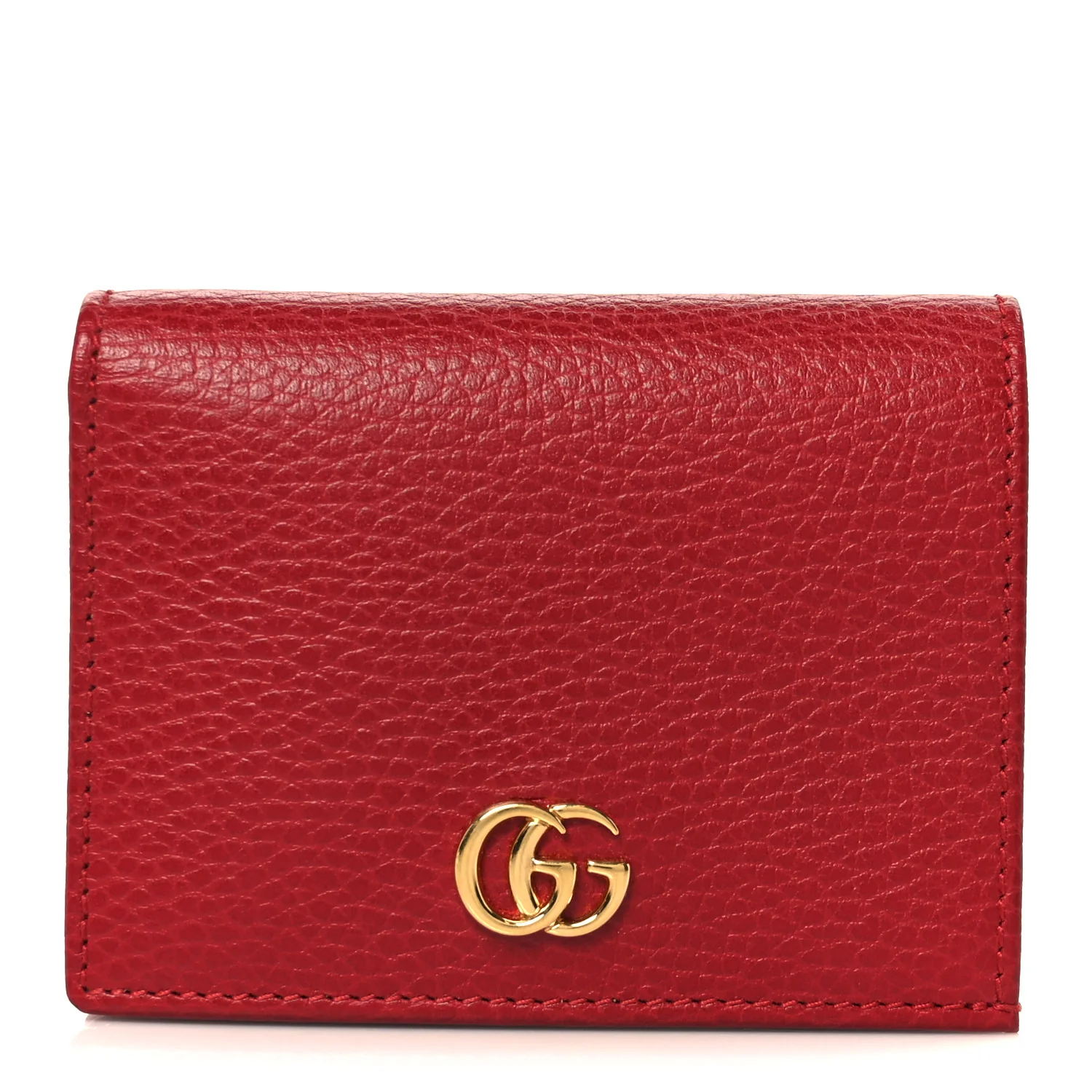 Dollar Calfskin GG Marmont Card Case Hibiscus Red
