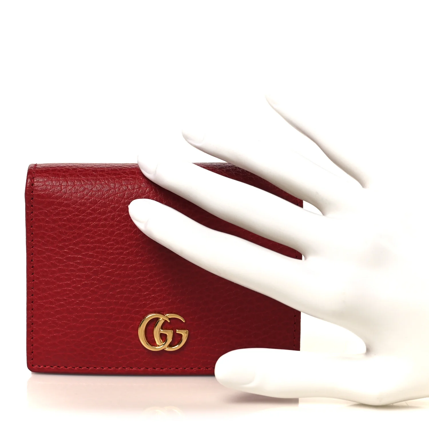 Dollar Calfskin GG Marmont Card Case Hibiscus Red - Image 2