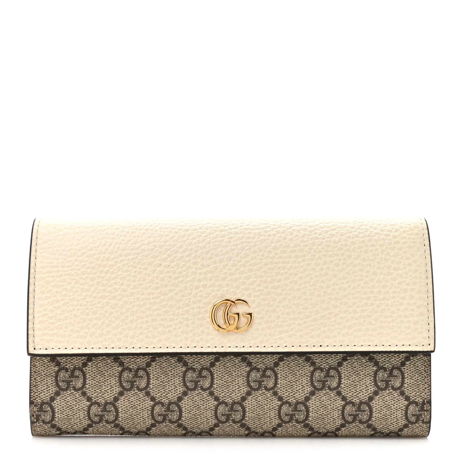 Dollar Calfskin GG Supreme Monogram GG Marmont Continental Wallet Mystic White Beige Ebony