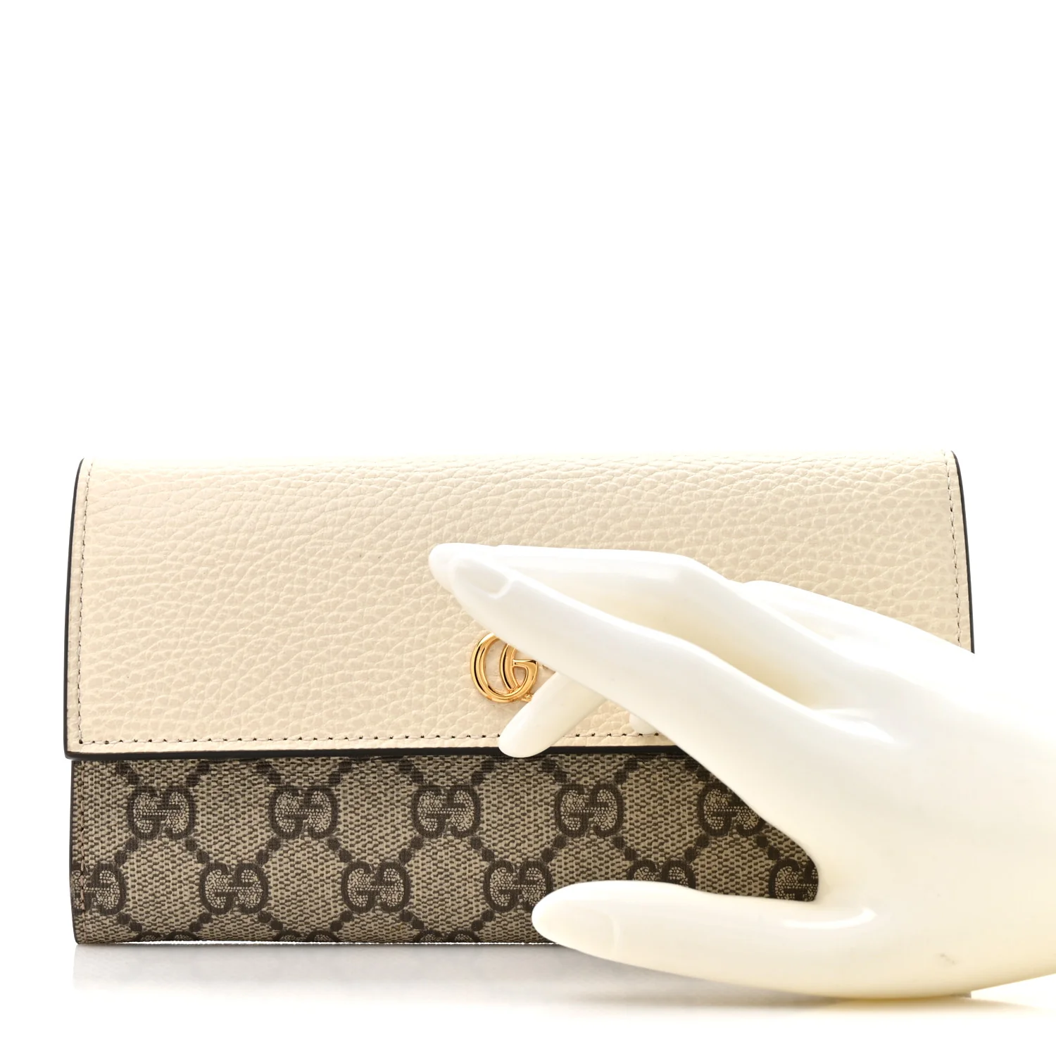 Dollar Calfskin GG Supreme Monogram GG Marmont Continental Wallet Mystic White Beige Ebony - Image 2