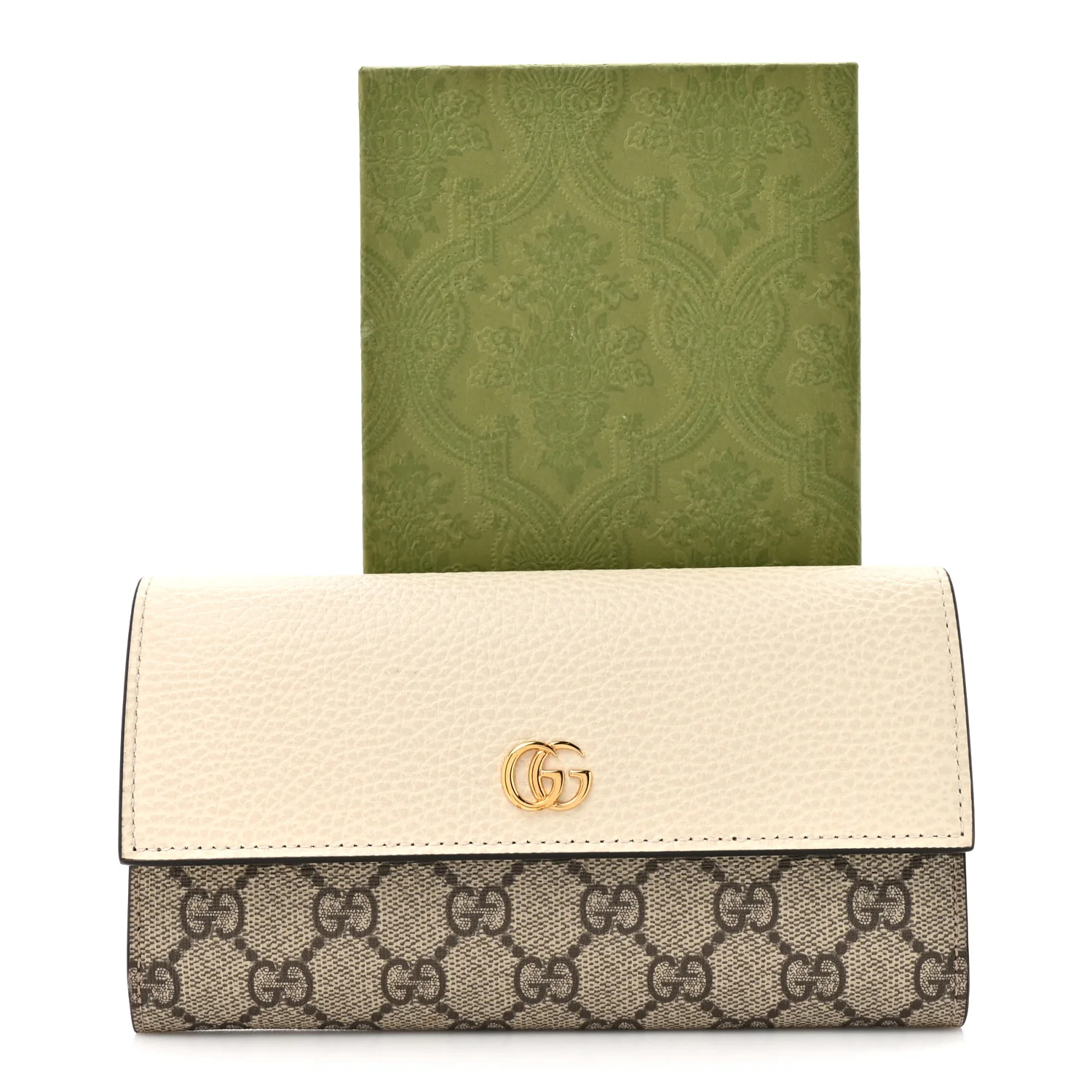 Dollar Calfskin GG Supreme Monogram GG Marmont Continental Wallet Mystic White Beige Ebony - Image 9