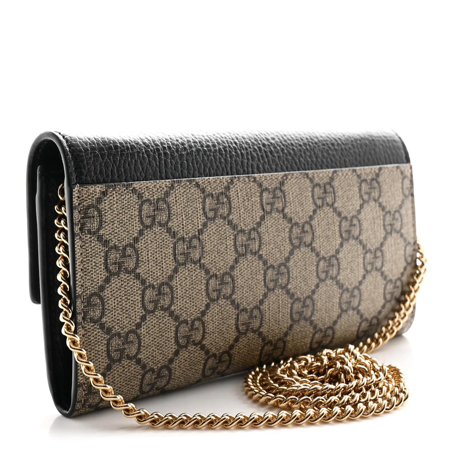 Dollar Calfskin GG Supreme Monogram Petite GG Marmont Wallet Chain Bag Black Beige Ebony - Image 3