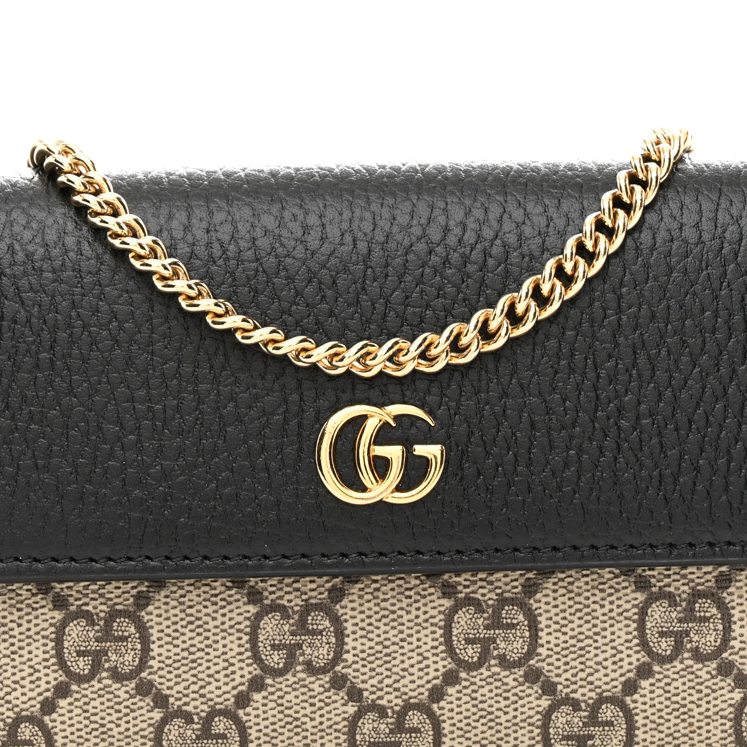 Dollar Calfskin GG Supreme Monogram Petite GG Marmont Wallet Chain Bag Black Beige Ebony - Image 9