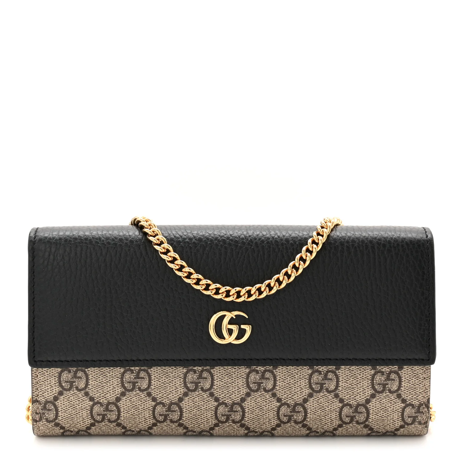 Dollar Calfskin GG Supreme Monogram Petite GG Marmont Wallet Chain Bag Black Beige Ebony - Image 2
