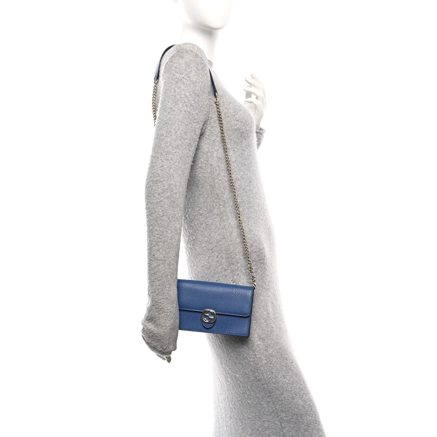Dollar Calfskin Interlocking G Chain Wallet Caspian - Image 2
