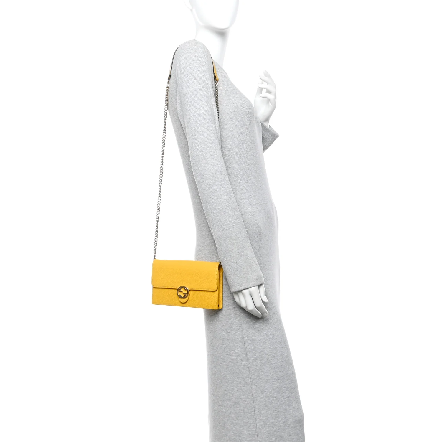 Dollar Calfskin Interlocking G Chain Wallet New Buttercup - Image 2