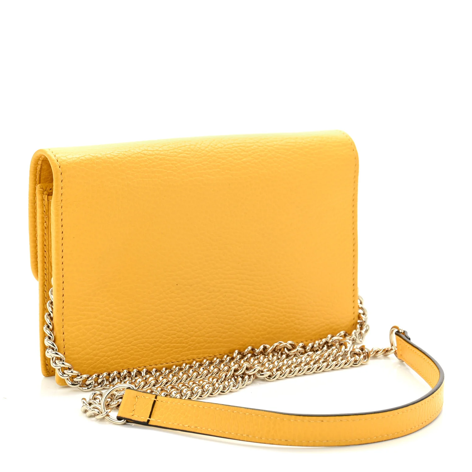 Dollar Calfskin Interlocking G Chain Wallet New Buttercup - Image 3
