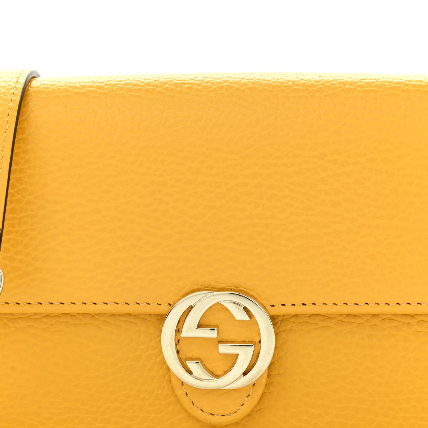 Dollar Calfskin Interlocking G Chain Wallet New Buttercup - Image 8