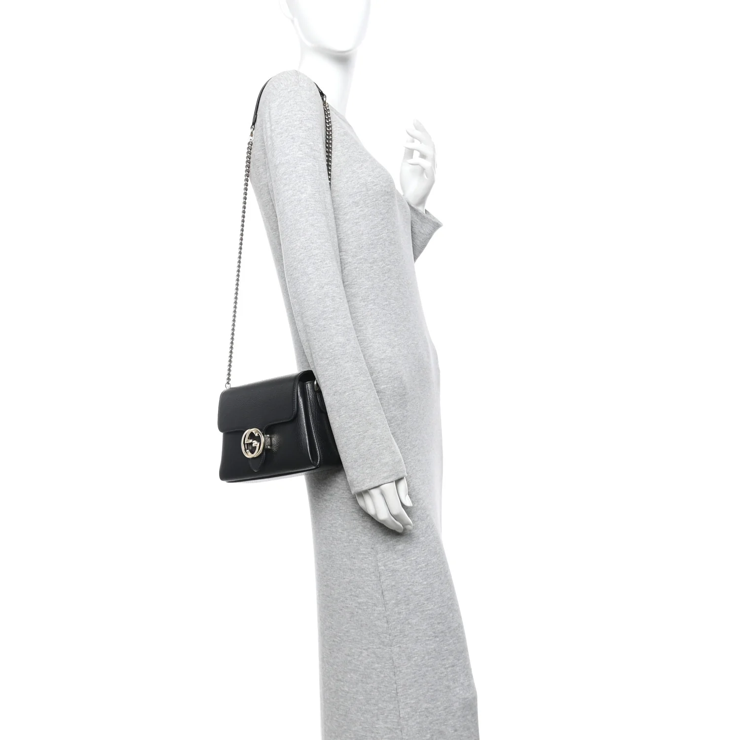 Dollar Calfskin Interlocking G Crossbody Bag Black - Image 2