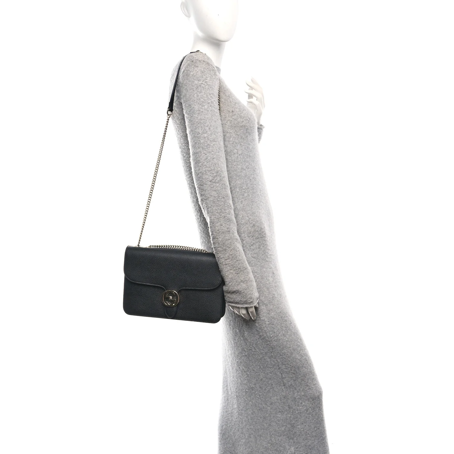 Dollar Calfskin Interlocking G Shoulder Bag Black - Image 2