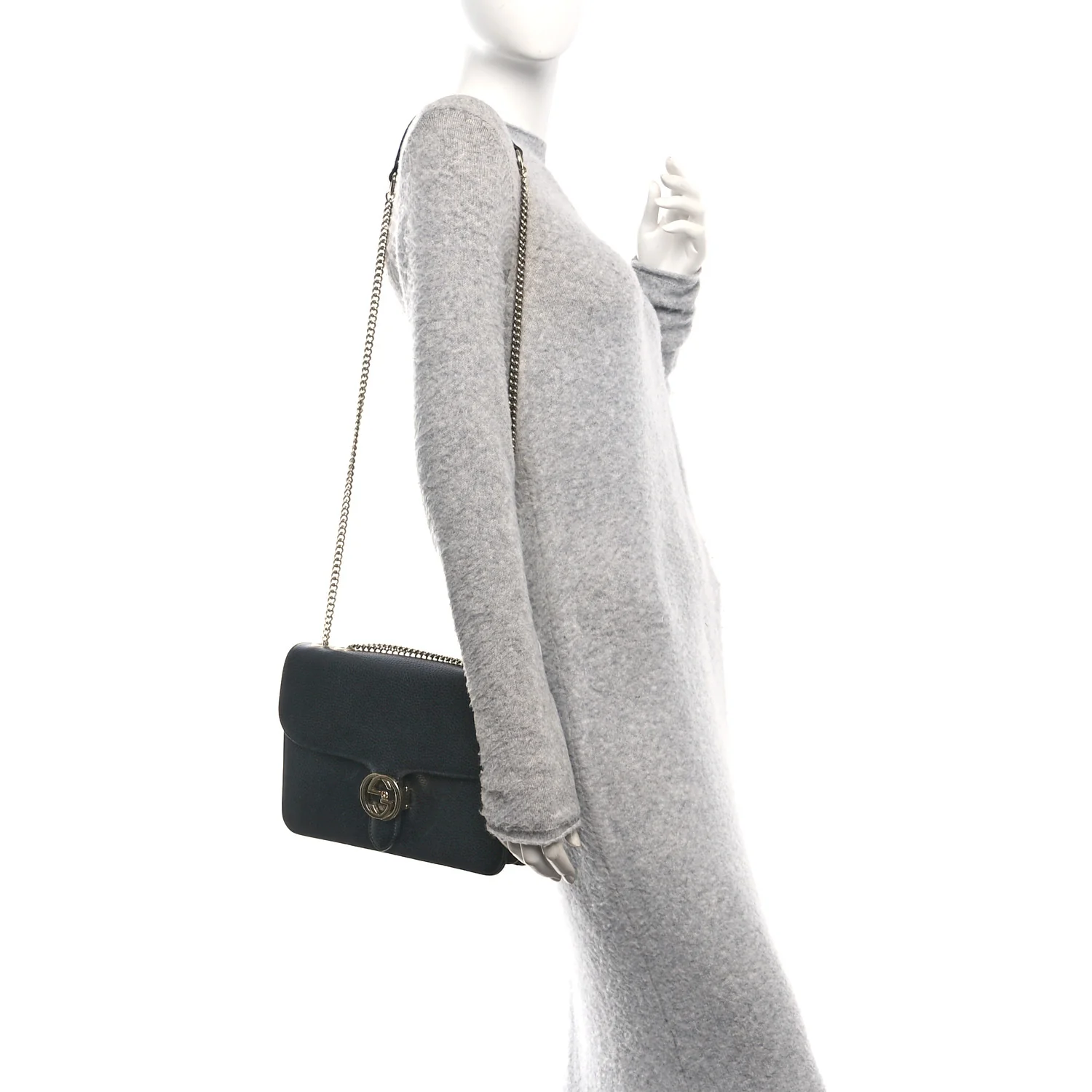 Dollar Calfskin Interlocking G Shoulder Bag Black - Image 2