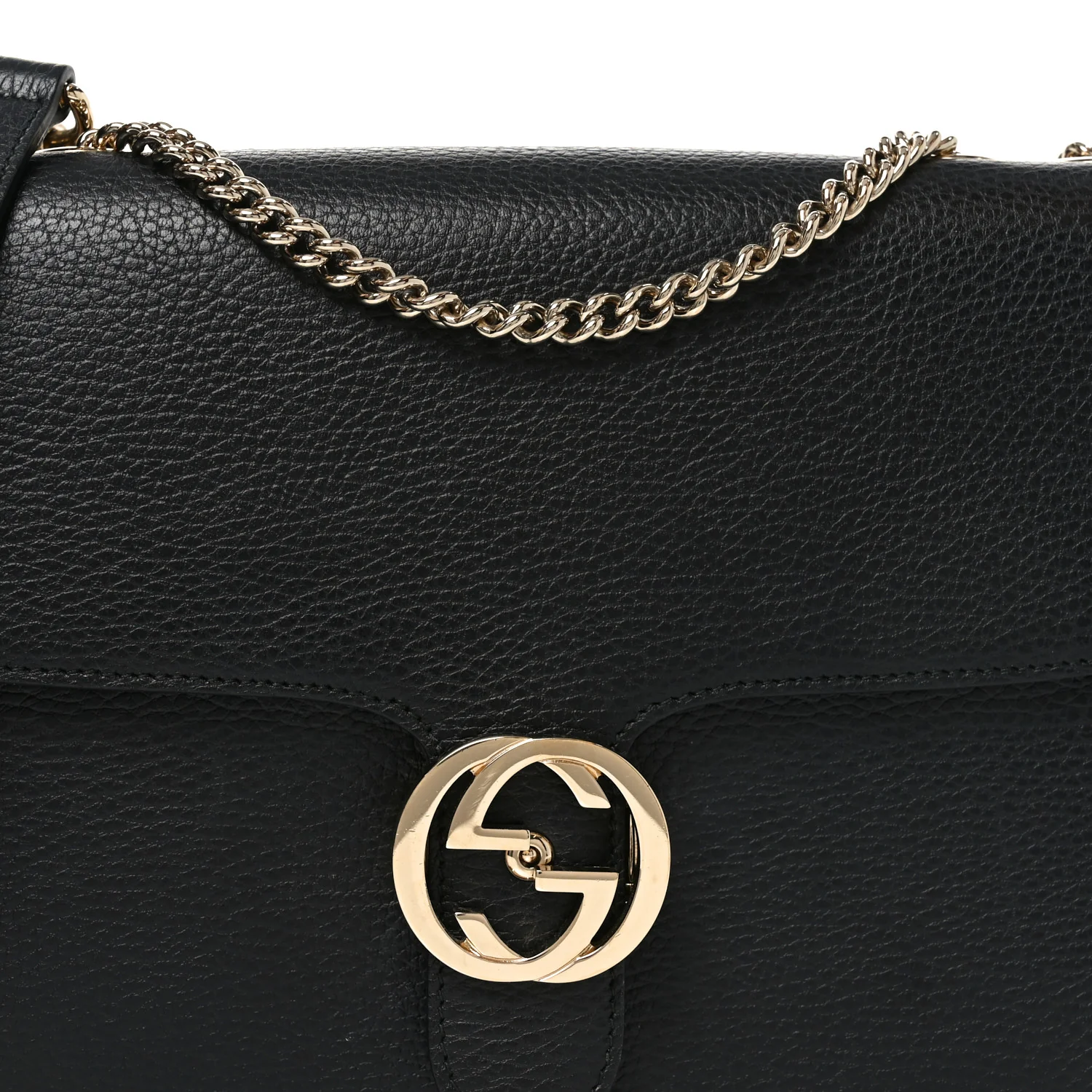 Dollar Calfskin Interlocking G Shoulder Bag Black - Image 8