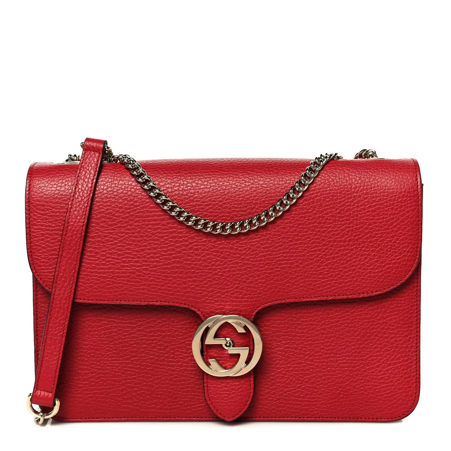 Dollar Calfskin Interlocking G Shoulder Bag Red