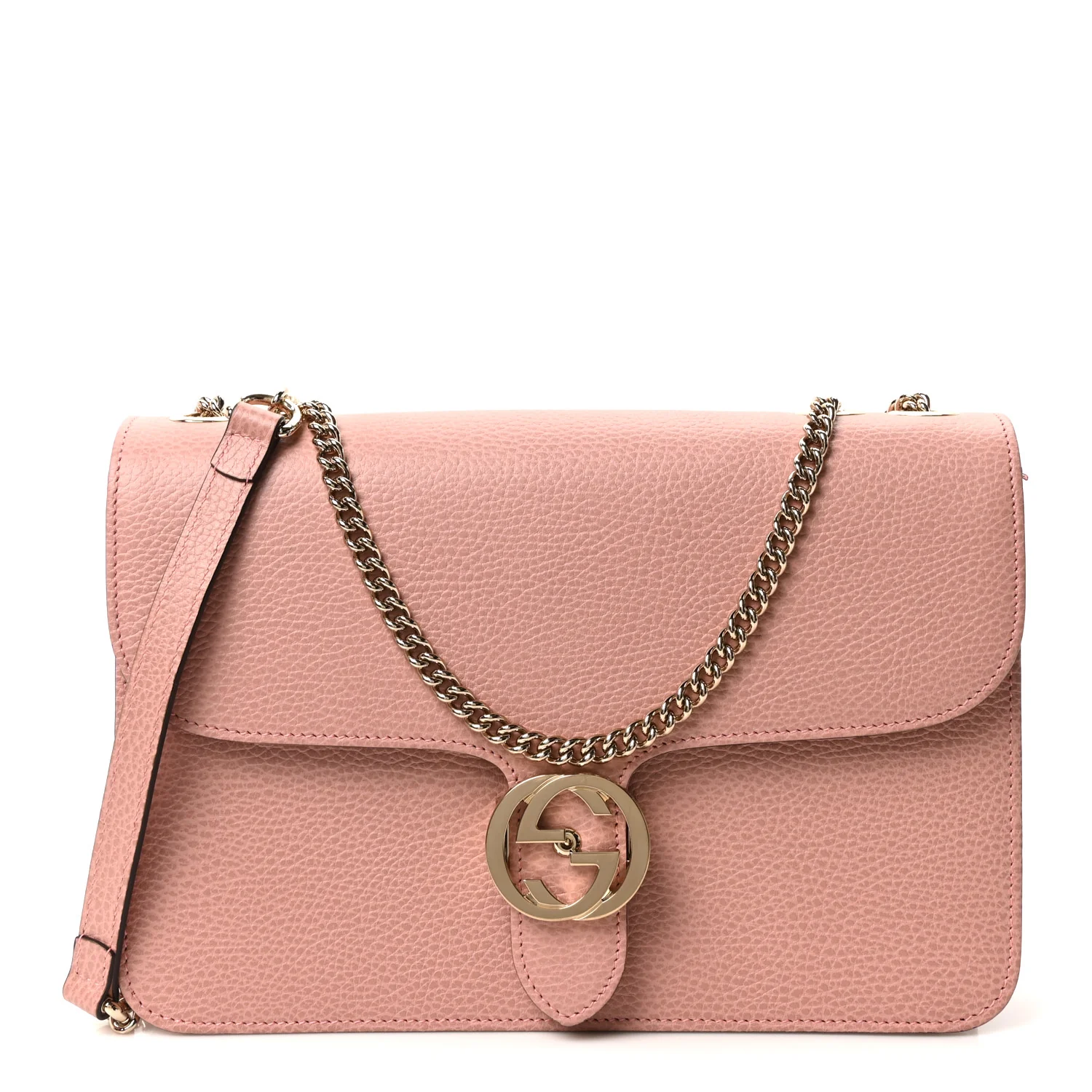 Dollar Calfskin Interlocking G Shoulder Bag Soft Pink