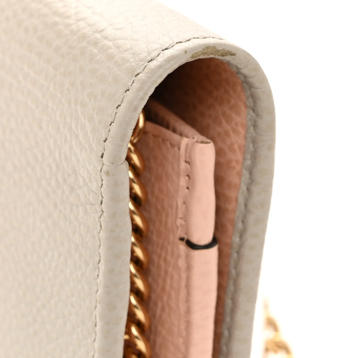 Dollar Calfskin Mini GG Marmont Chain Wallet Grey Light Pink - Image 11