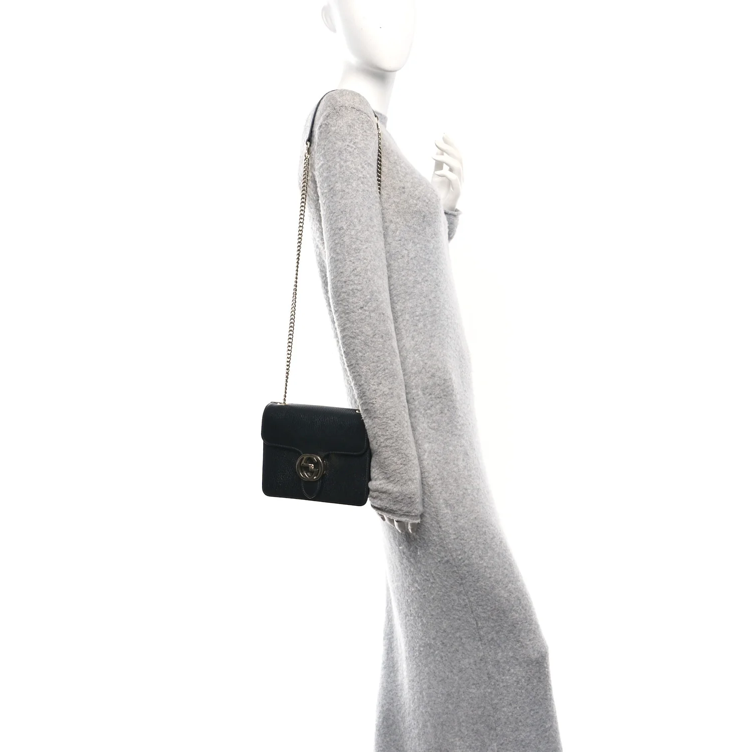 Dollar Calfskin Small Interlocking G Shoulder Bag Black - Image 2
