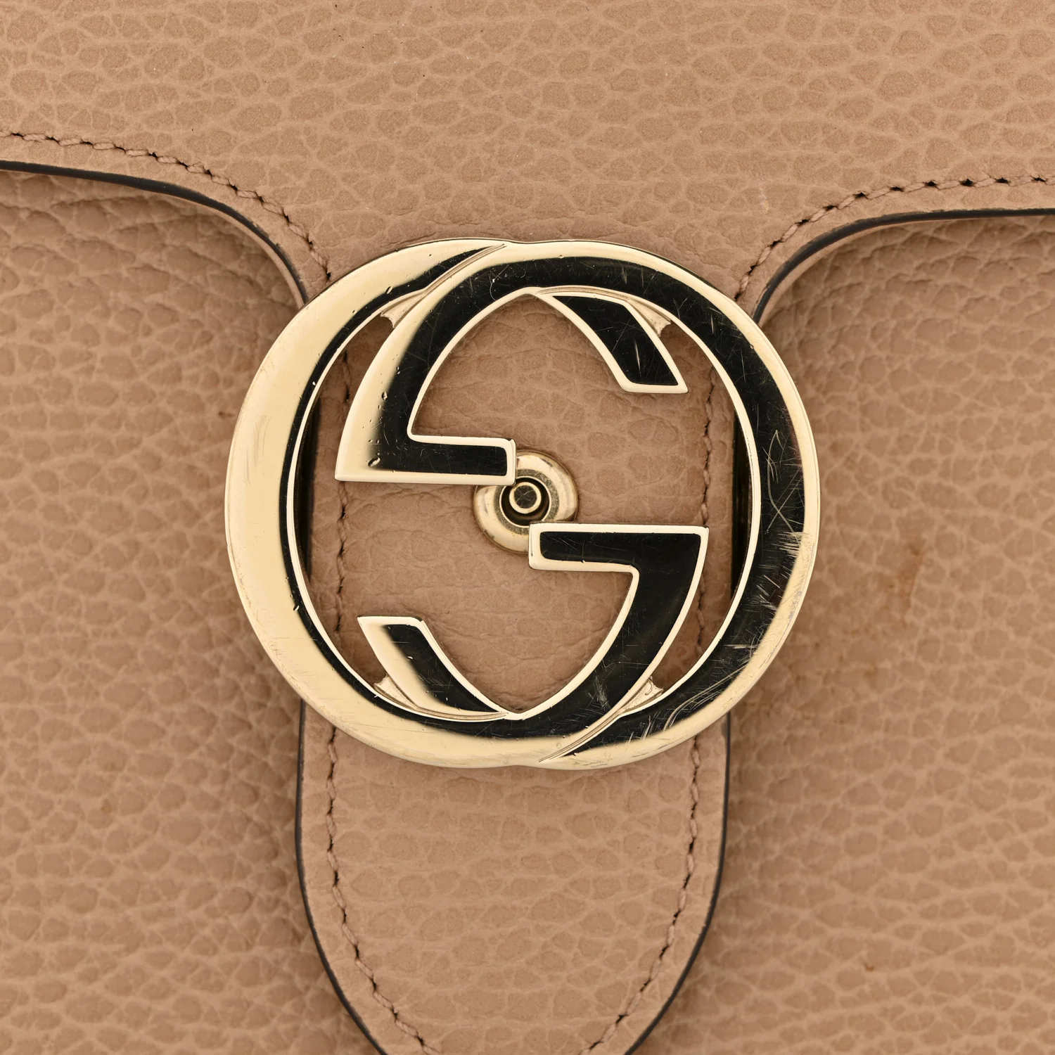 Dollar Calfskin Small Interlocking G Shoulder Bag Camelia - Image 12