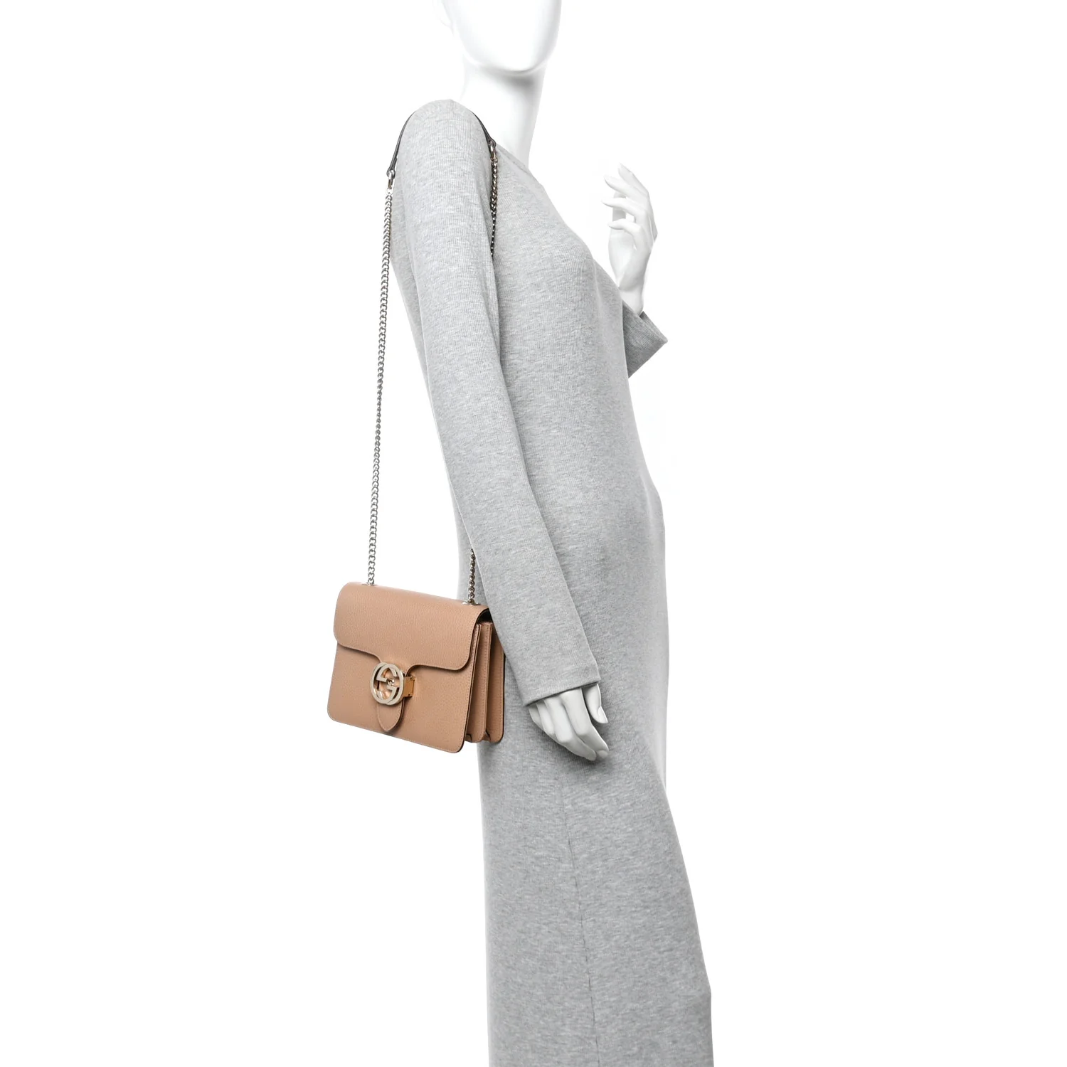 Dollar Calfskin Small Interlocking G Shoulder Bag Camelia - Image 2
