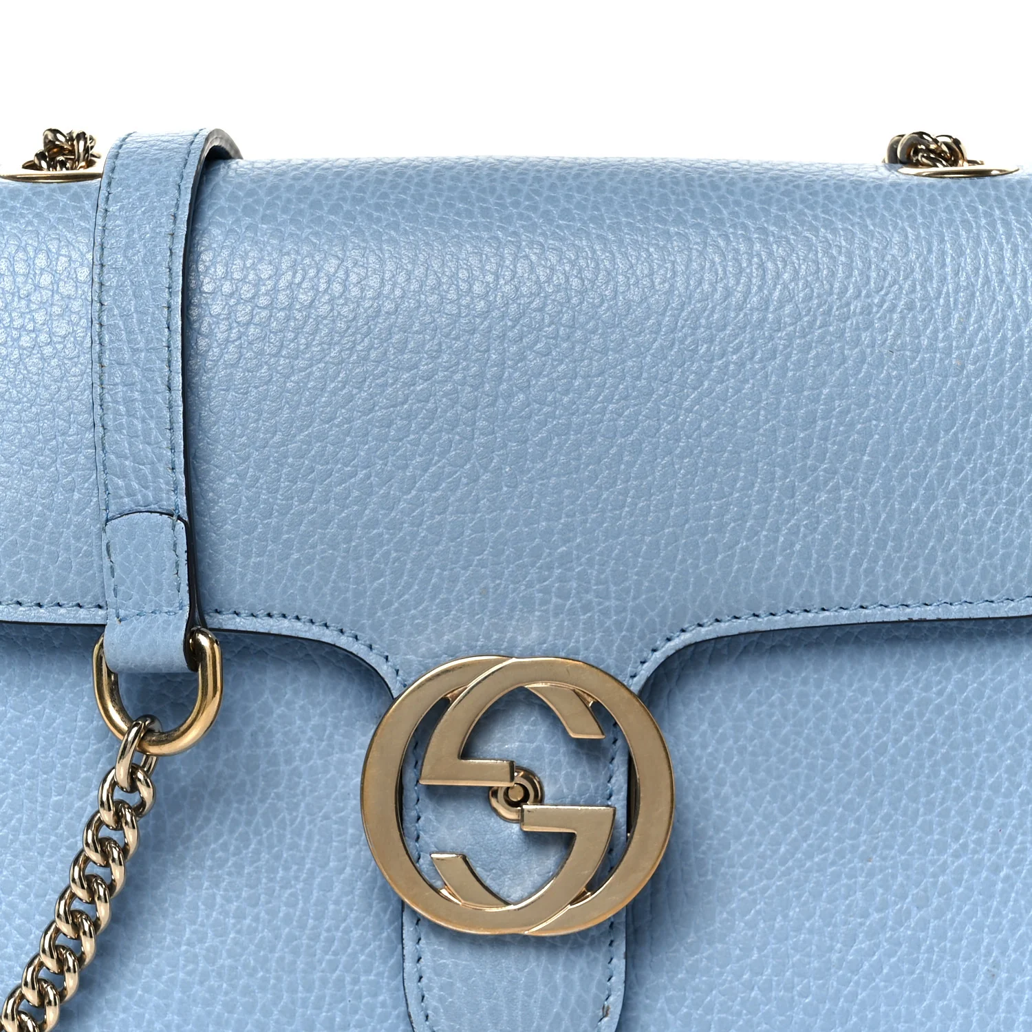 Dollar Calfskin Small Interlocking G Shoulder Bag Mineral Blue - Image 9