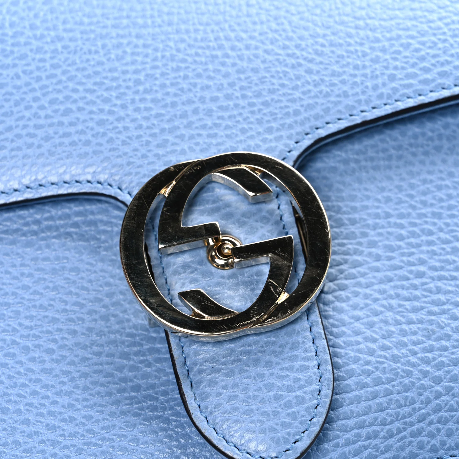 Dollar Calfskin Small Interlocking G Shoulder Bag Mineral Blue - Image 11