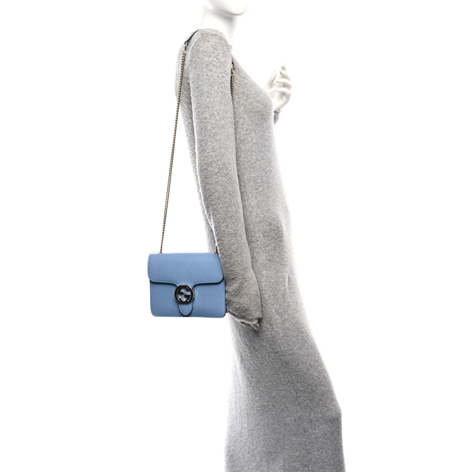 Dollar Calfskin Small Interlocking G Shoulder Bag Mineral Blue - Image 2