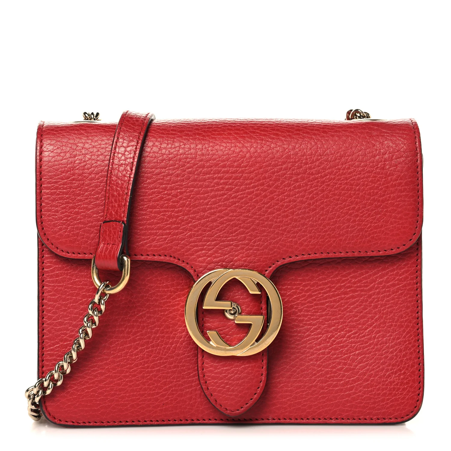 Dollar Calfskin Small Interlocking G Shoulder Bag Red
