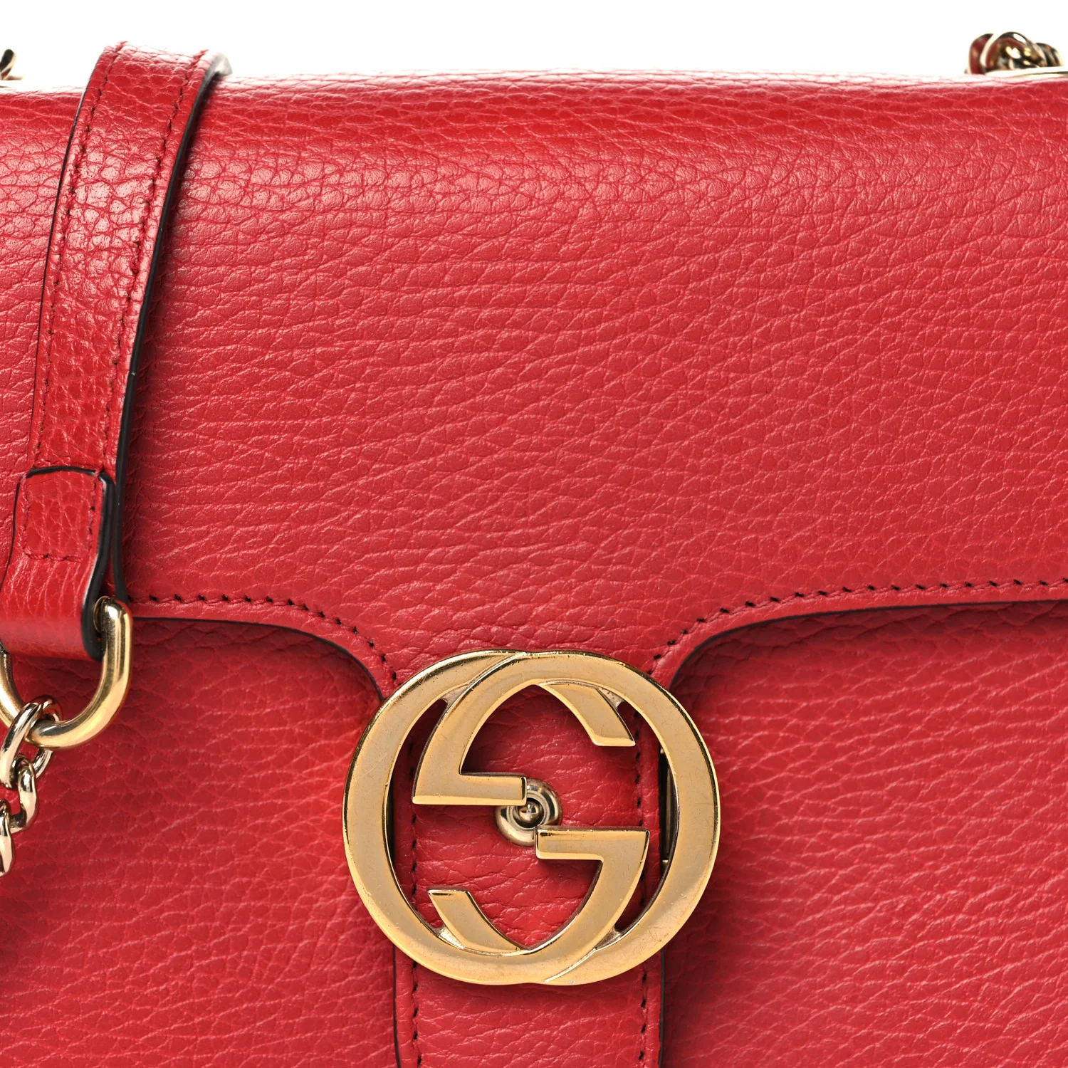 Dollar Calfskin Small Interlocking G Shoulder Bag Red - Image 9