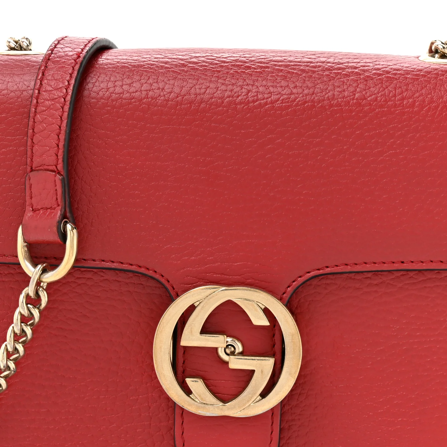 Dollar Calfskin Small Interlocking G Shoulder Bag Red - Image 8