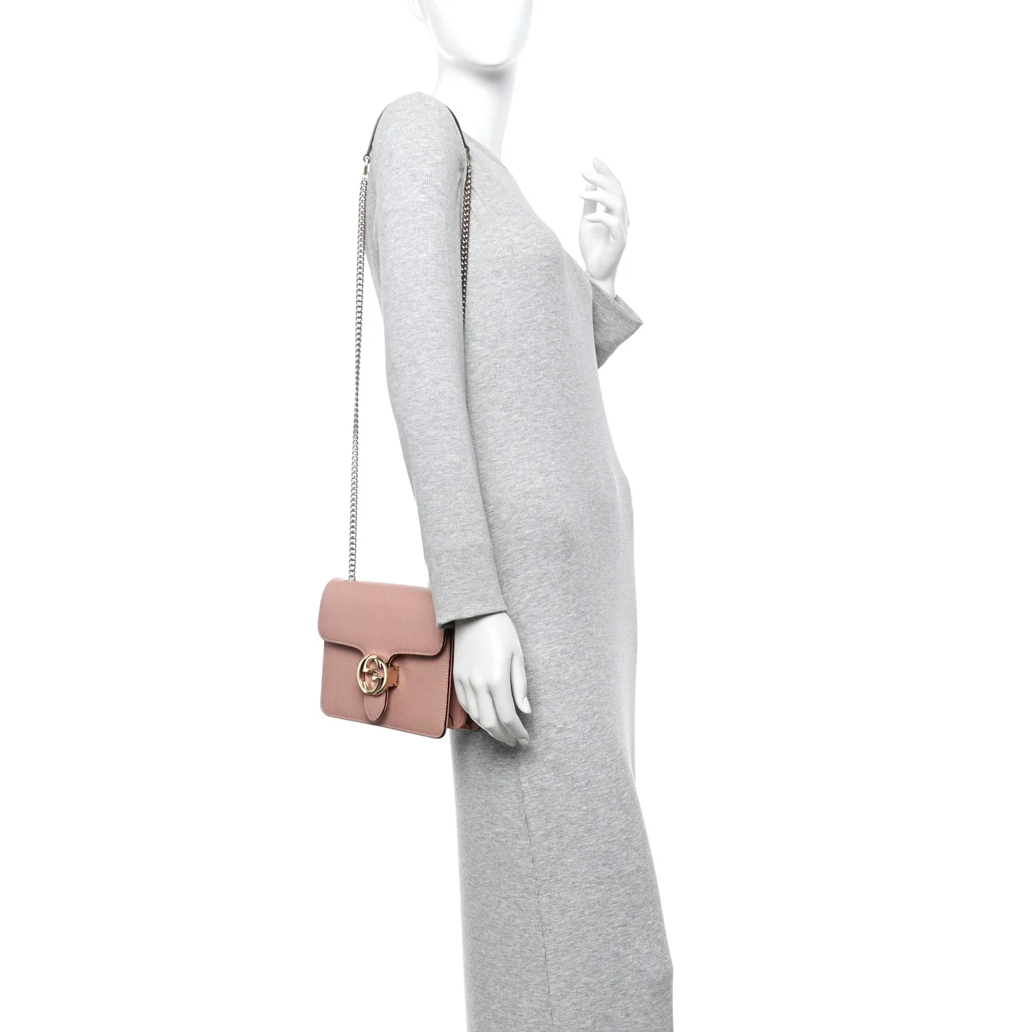 Dollar Calfskin Small Interlocking G Shoulder Bag Soft Pink - Image 2