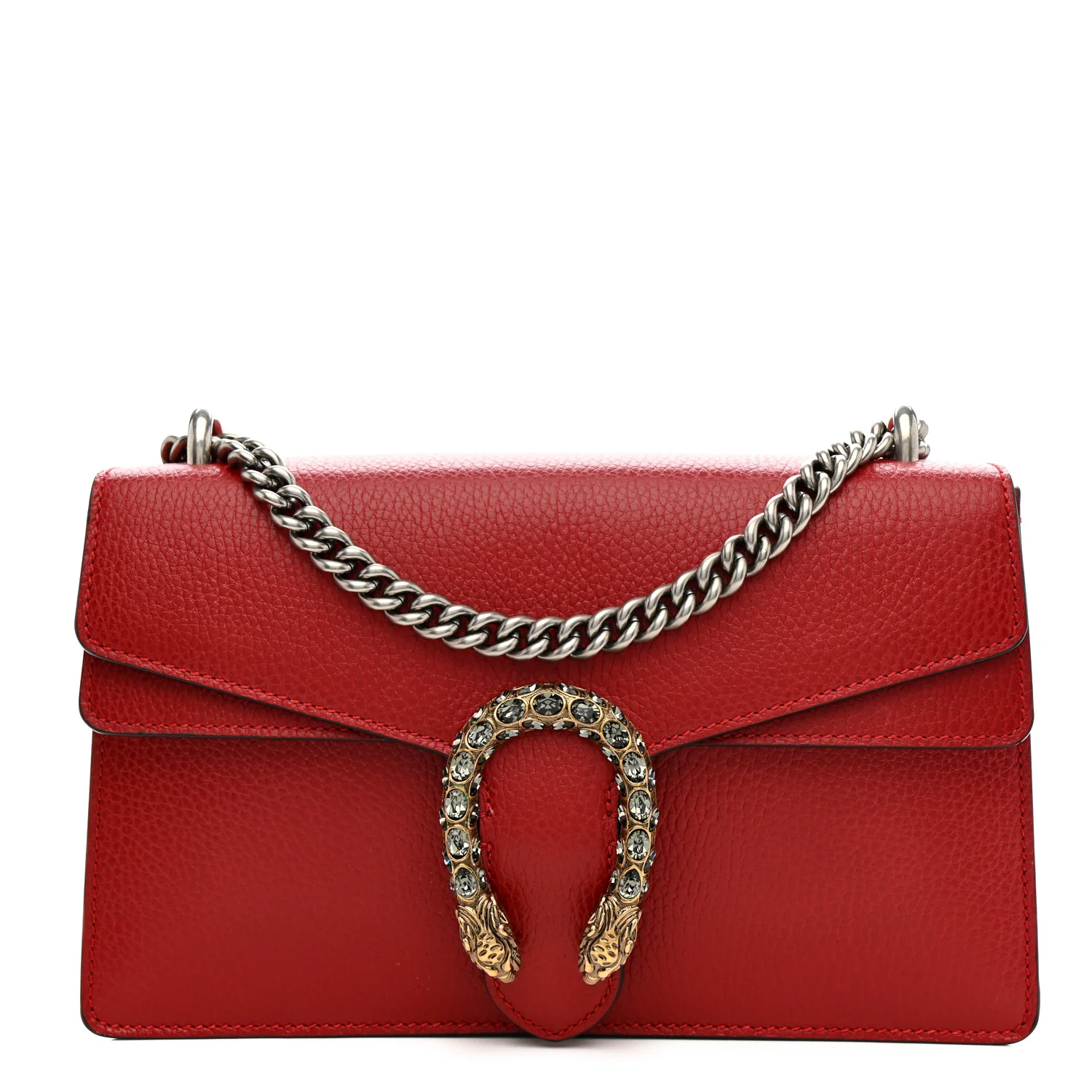 Dollar Calfskin Swarovski Crystal Small Dionysus Shoulder Bag Hibiscus Red