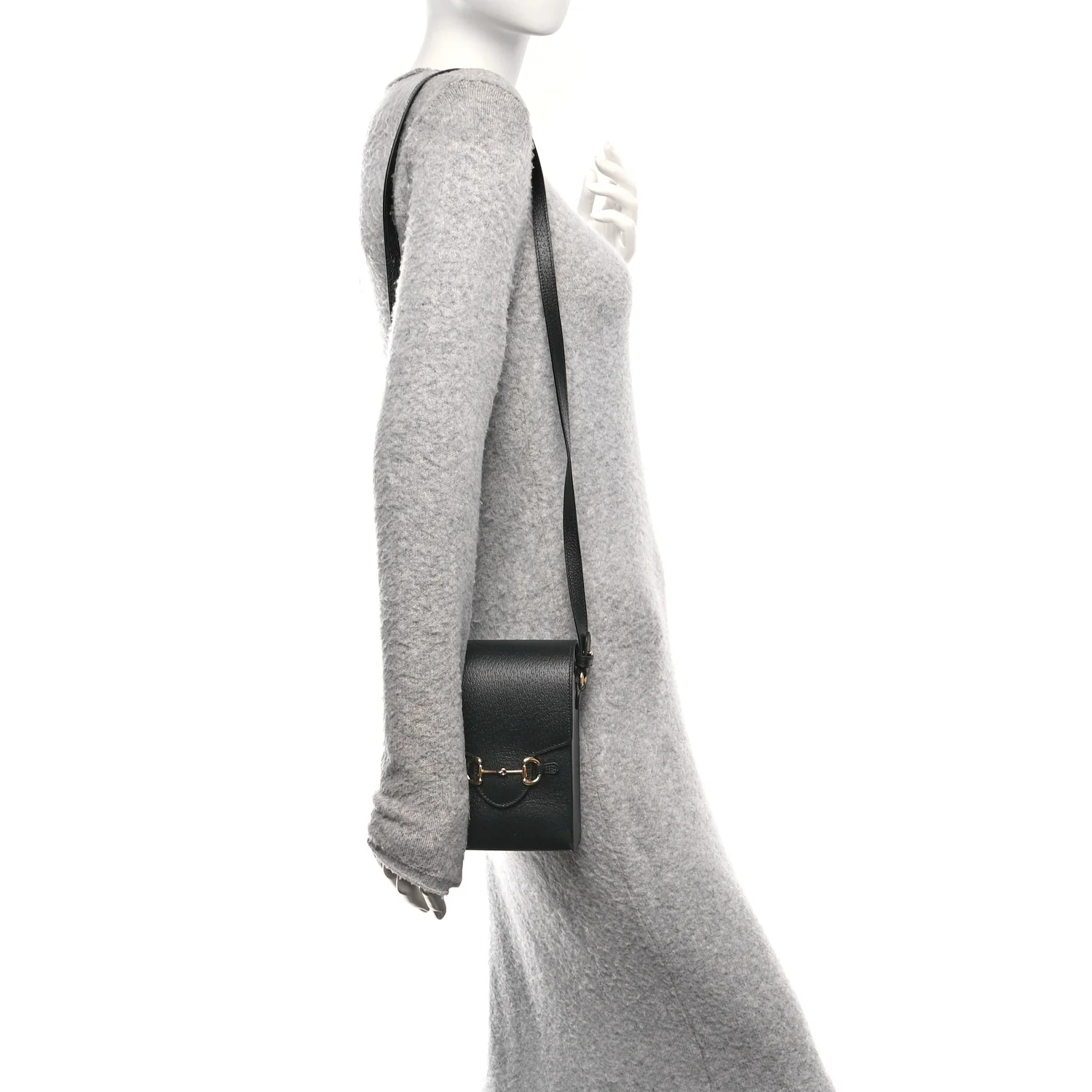 Dollar Calfskin Vertical Horsebit 1955 Crossbody Bag Black - Image 2