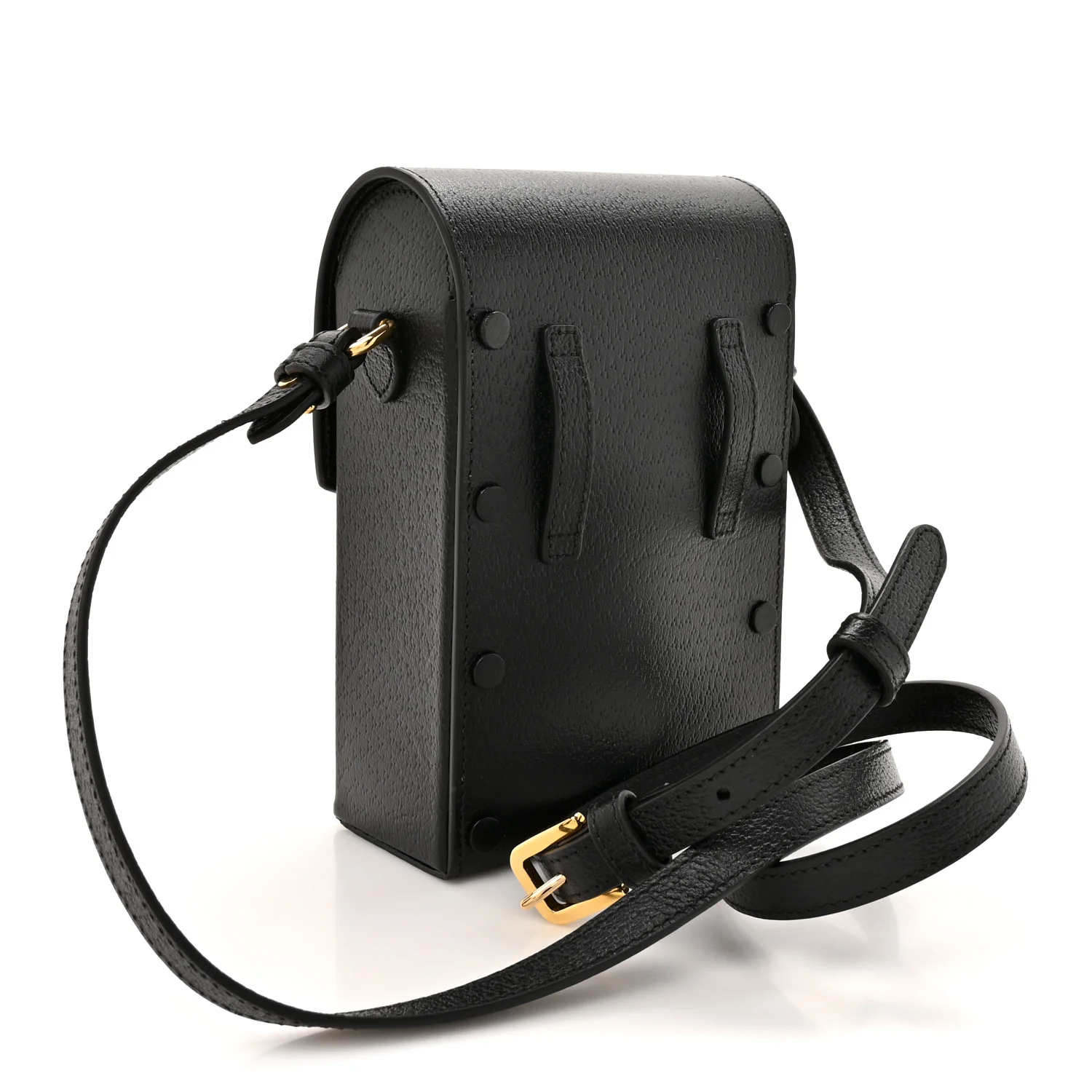 Dollar Calfskin Vertical Horsebit 1955 Crossbody Bag Black - Image 3