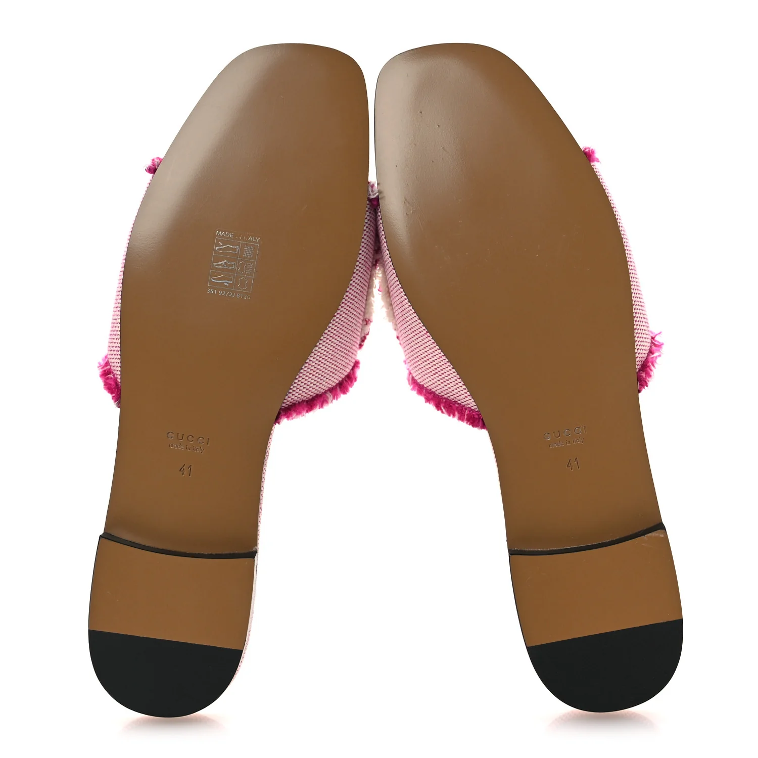 Fringed Canvas Interlocking G Cut Out Slide Sandals 41 Princess Fuxia Natural - Image 7