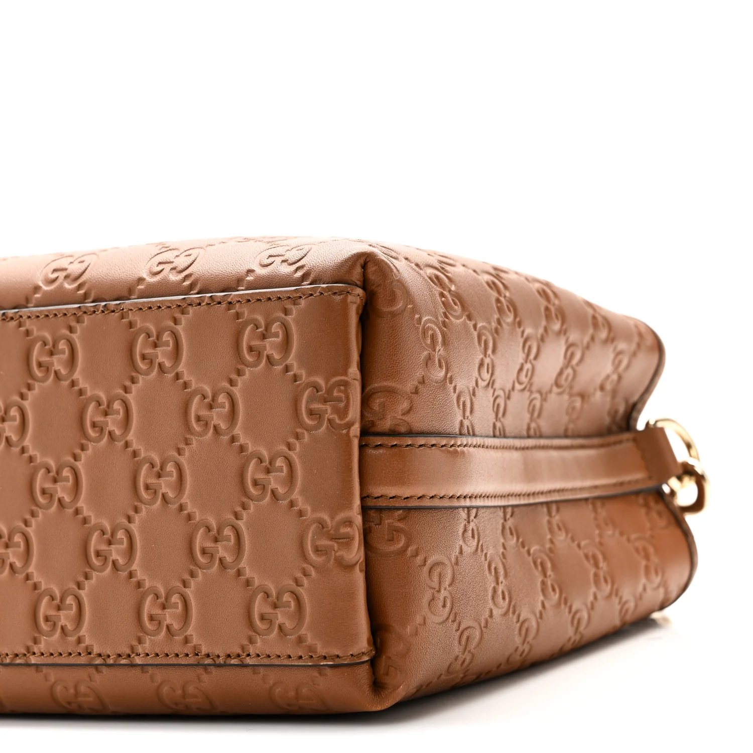 GG Calfskin Embossed Emblem Small Bucket Bag Brown - Image 9
