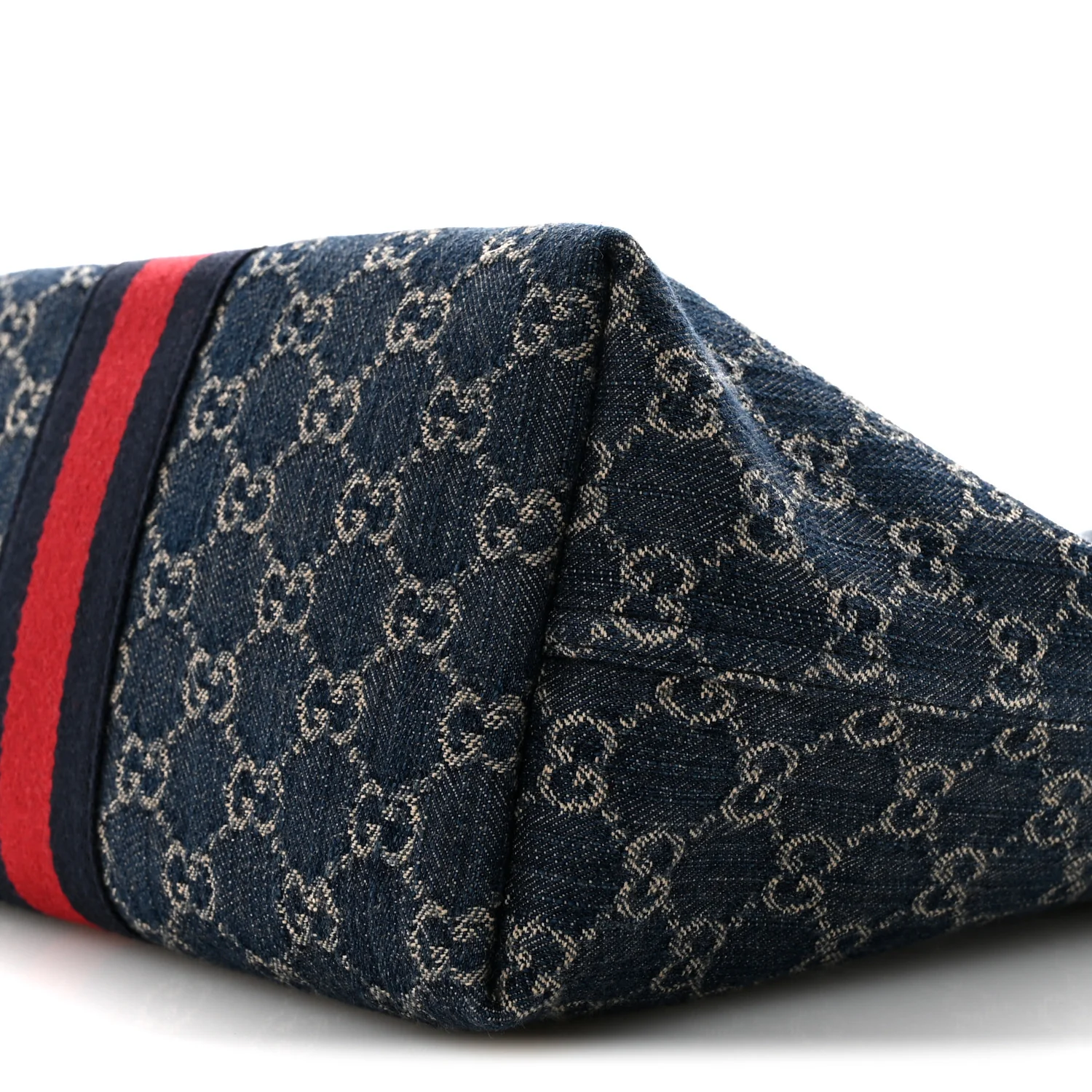GG Monogram Denim Small Giglio Tote Blue White - Image 10