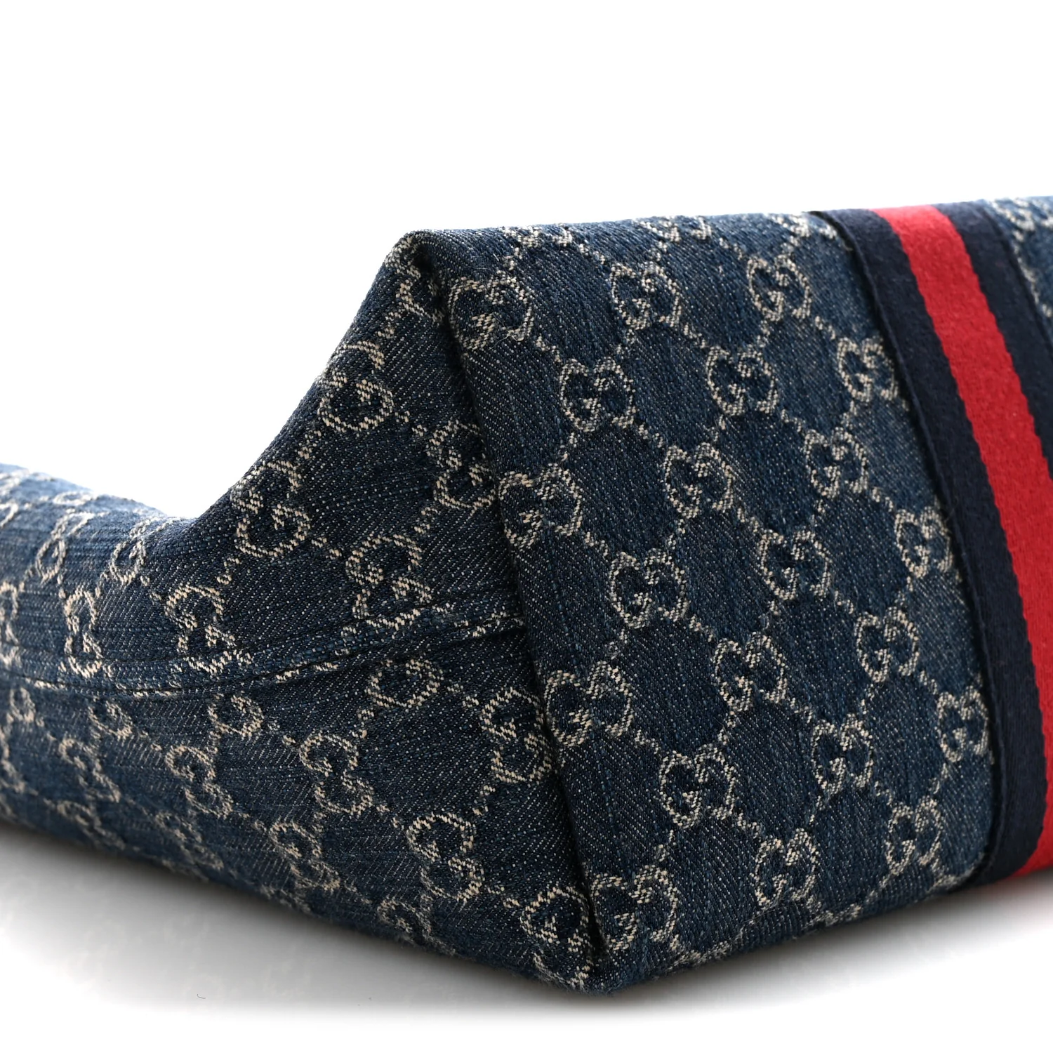 GG Monogram Denim Small Giglio Tote Blue White - Image 9