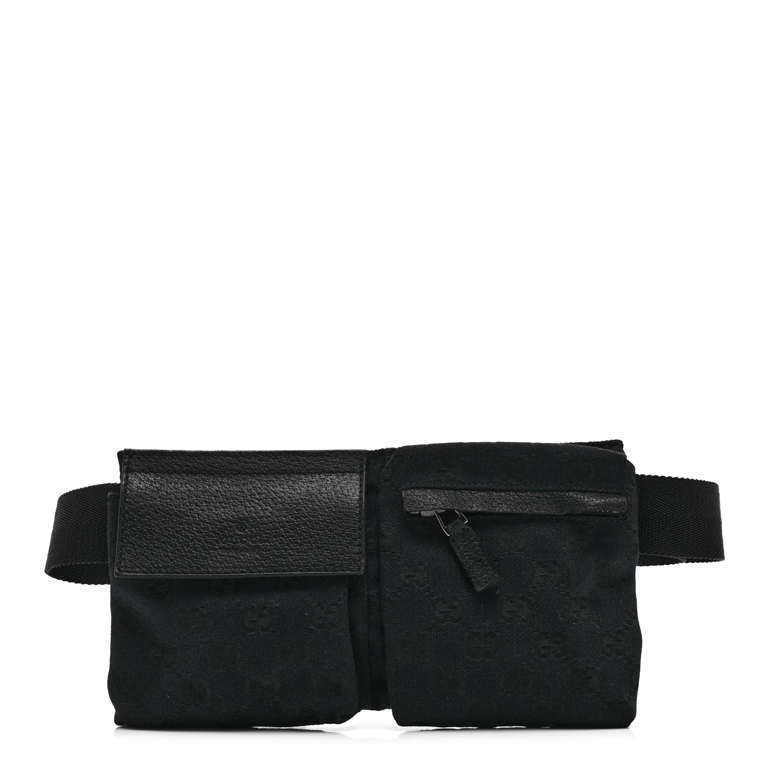 GG Monogram Double Pocket Belt Bag Black