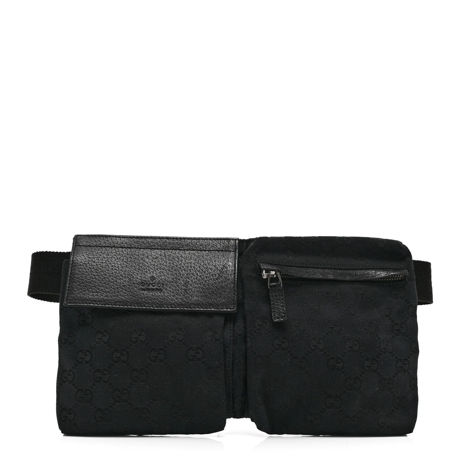 GG Monogram Double Pocket Belt Bag Black
