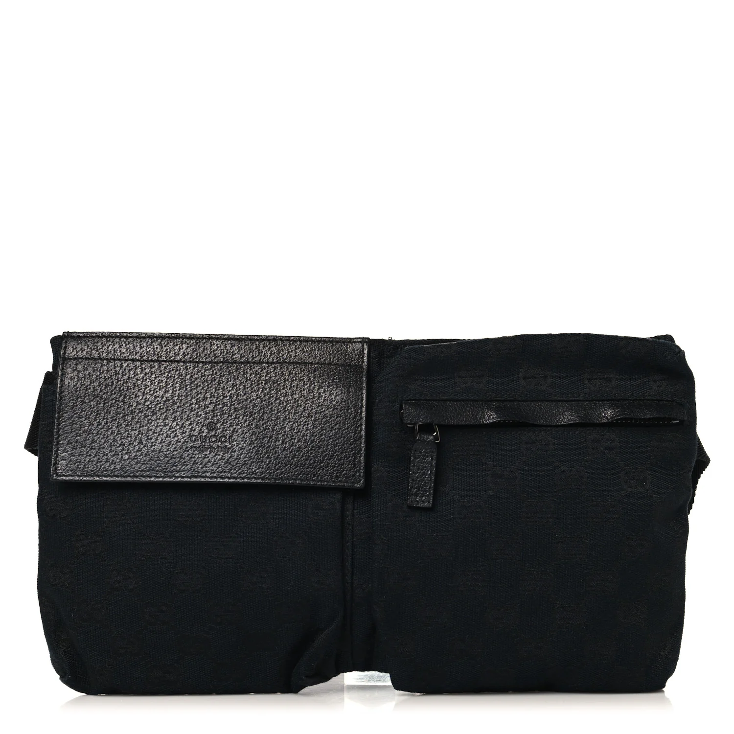 GG Monogram Double Pocket Belt Bag Black