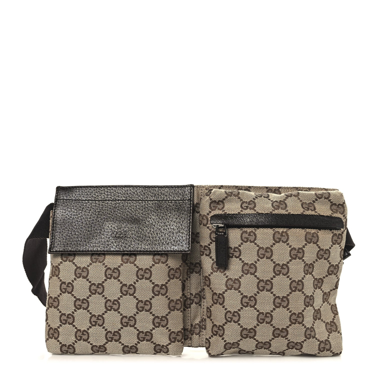 GG Monogram Double Pocket Belt Bag Dark Brown