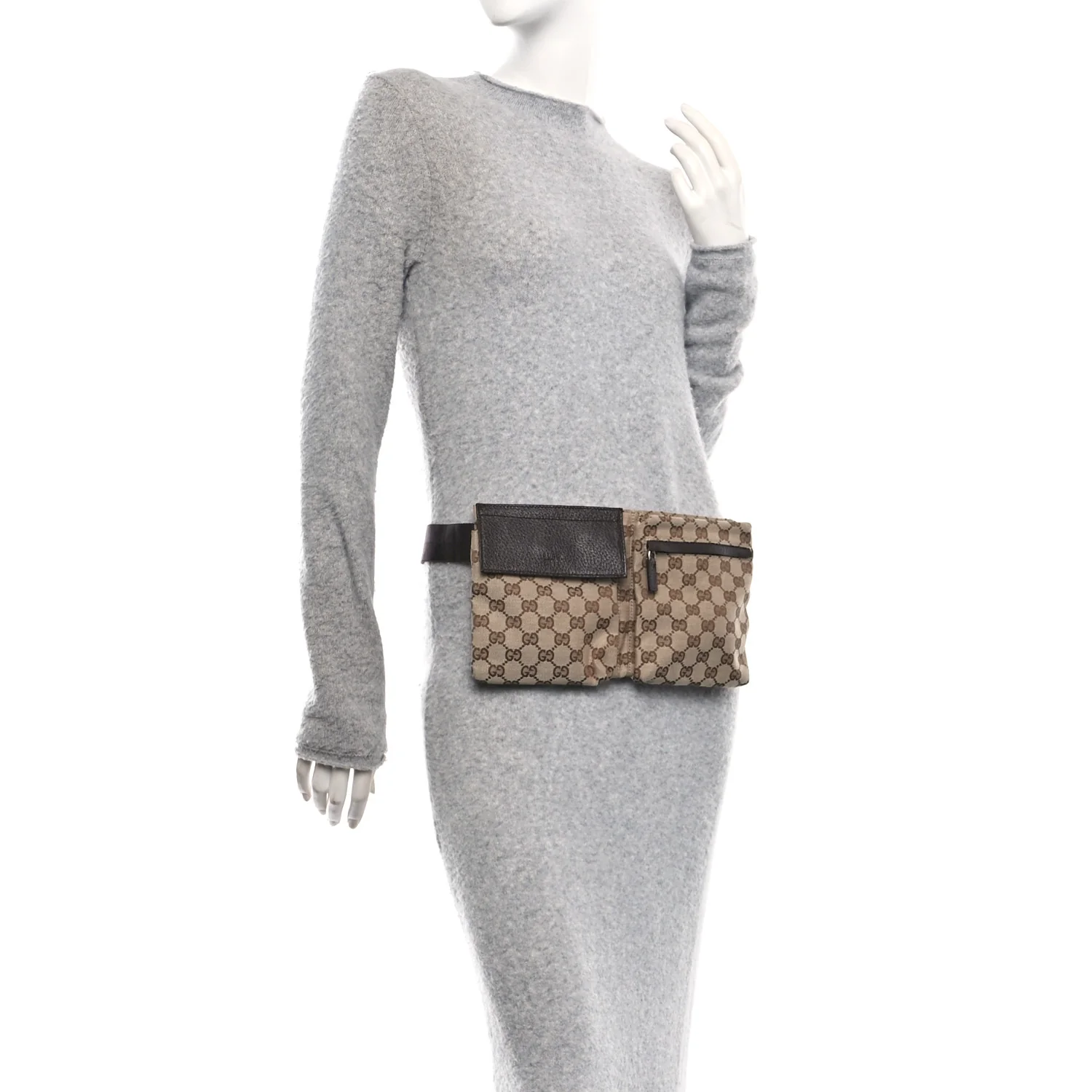 GG Monogram Double Pocket Belt Bag Dark Brown - Image 2