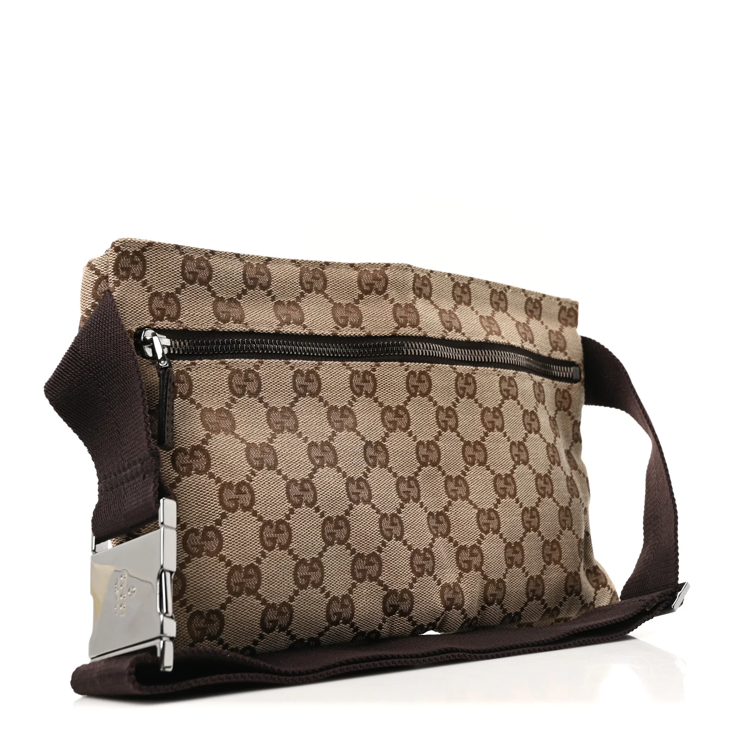 GG Monogram Double Pocket Belt Bag Dark Brown - Image 3