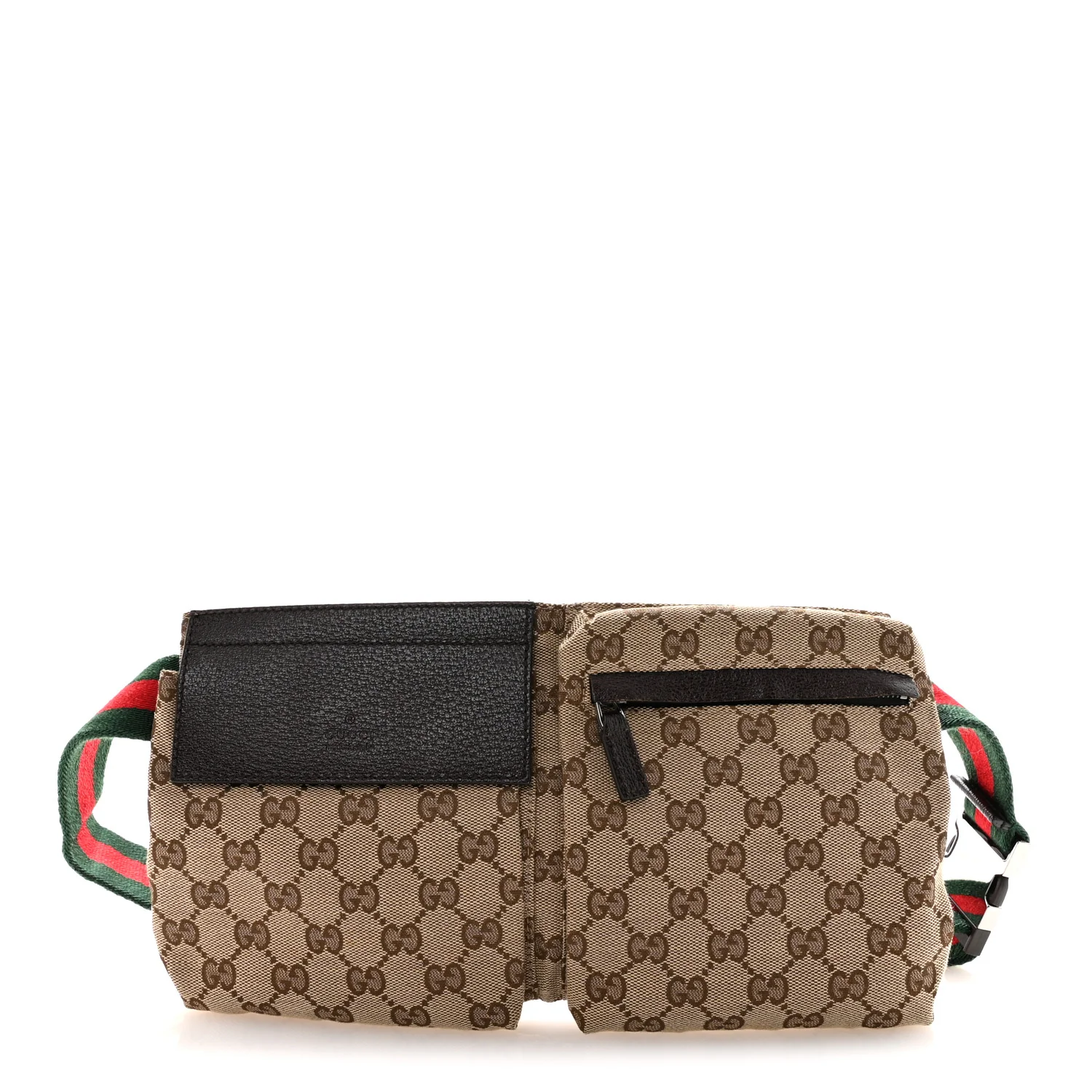 GG Monogram Double Pocket Belt Bag Dark Brown