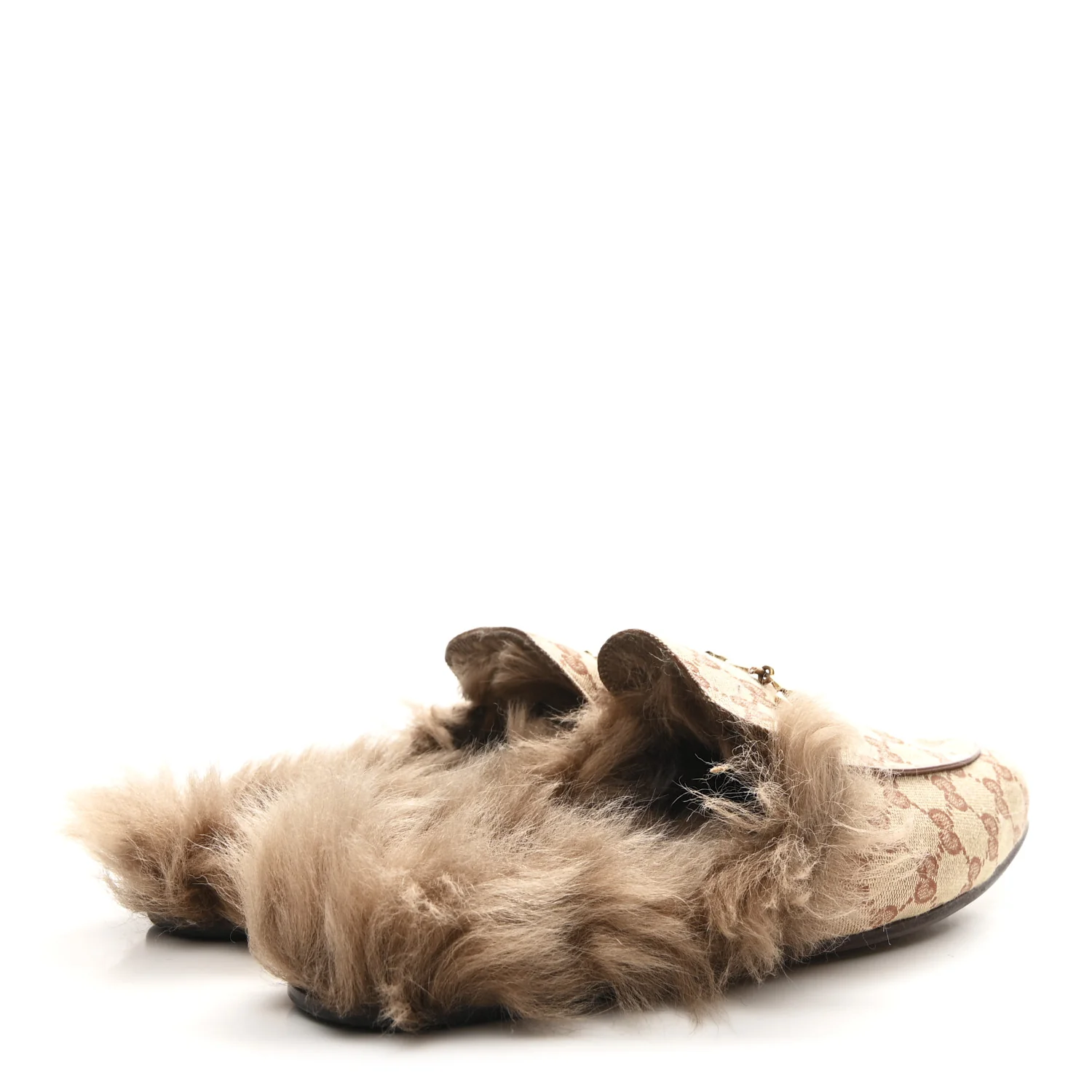 GG Monogram Fur Mens Princetown Slippers 9 Beige Ruggine Rust - Image 5
