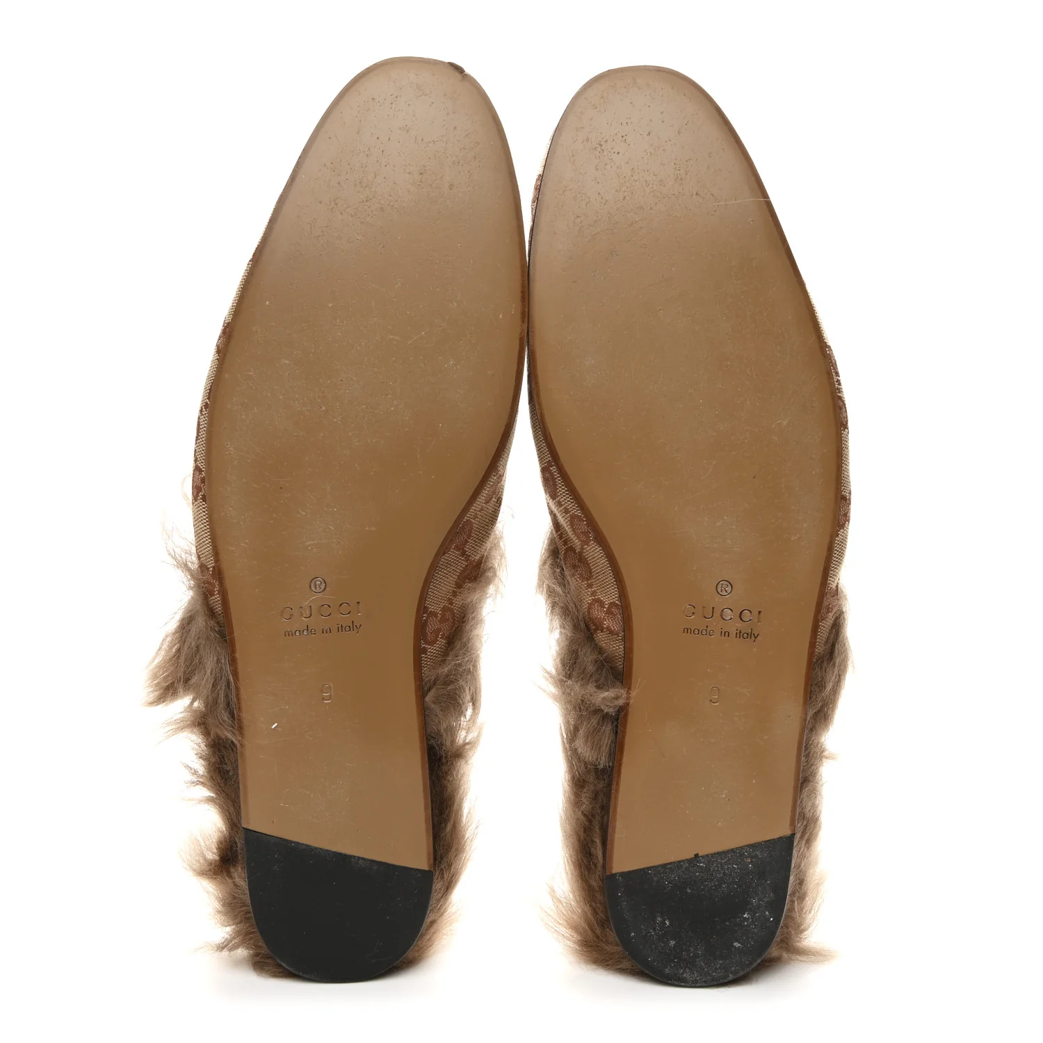 GG Monogram Fur Mens Princetown Slippers 9 Beige Ruggine Rust - Image 6