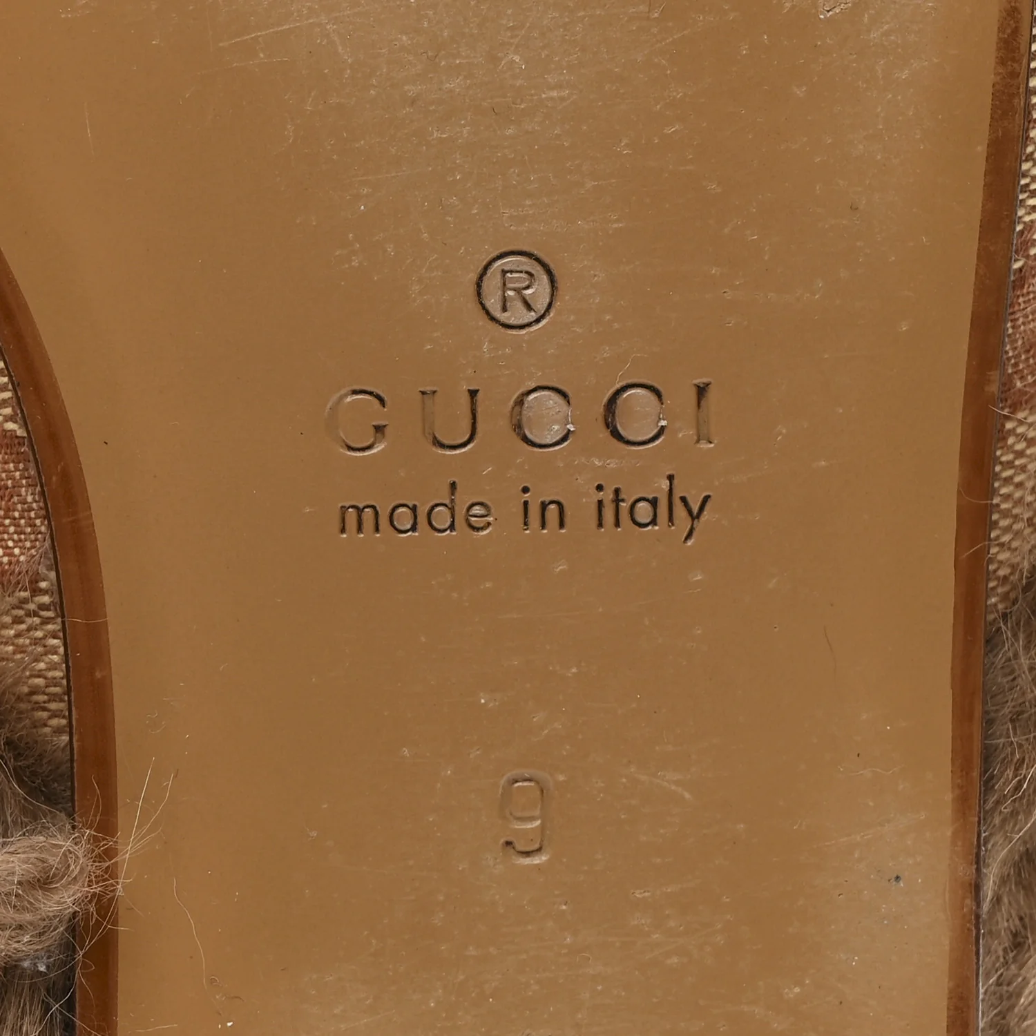 GG Monogram Fur Mens Princetown Slippers 9 Beige Ruggine Rust - Image 7